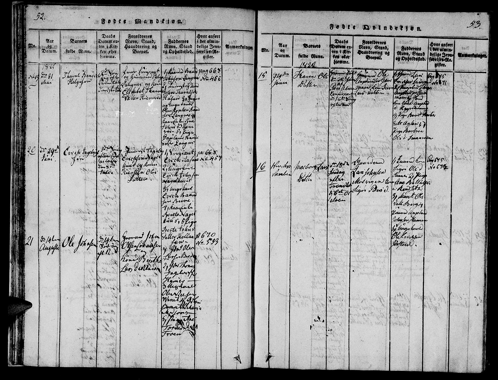 Ministerialprotokoller, klokkerbøker og fødselsregistre - Nord-Trøndelag, SAT/A-1458/749/L0479: Klokkerbok nr. 749C01, 1817-1829, s. 52-53