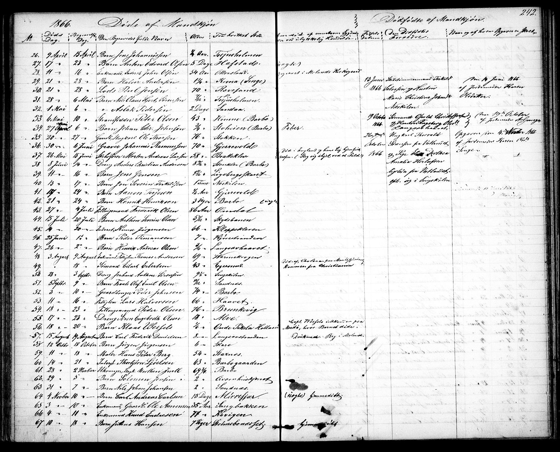 Tromøy sokneprestkontor, AV/SAK-1111-0041/F/Fb/L0003: Klokkerbok nr. B 3, 1859-1868, s. 242