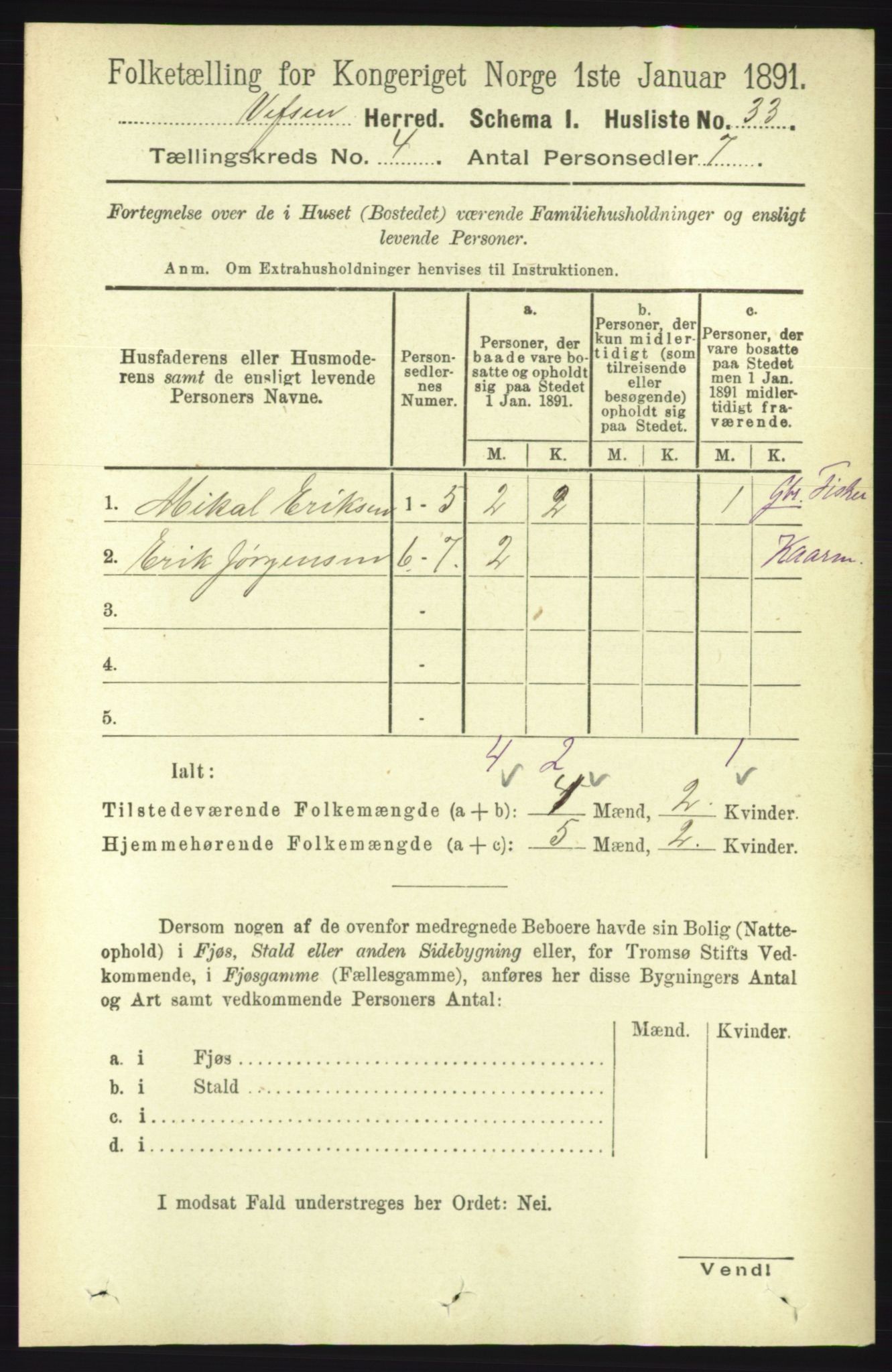 RA, Folketelling 1891 for 1824 Vefsn herred, 1891, s. 1595
