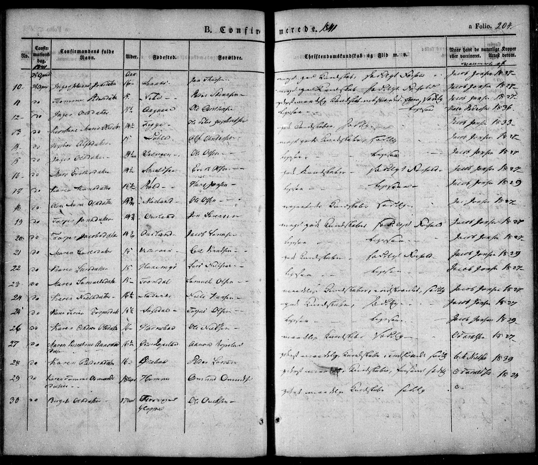Søndeled sokneprestkontor, AV/SAK-1111-0038/F/Fa/L0002: Ministerialbok nr. A 2, 1839-1860, s. 204