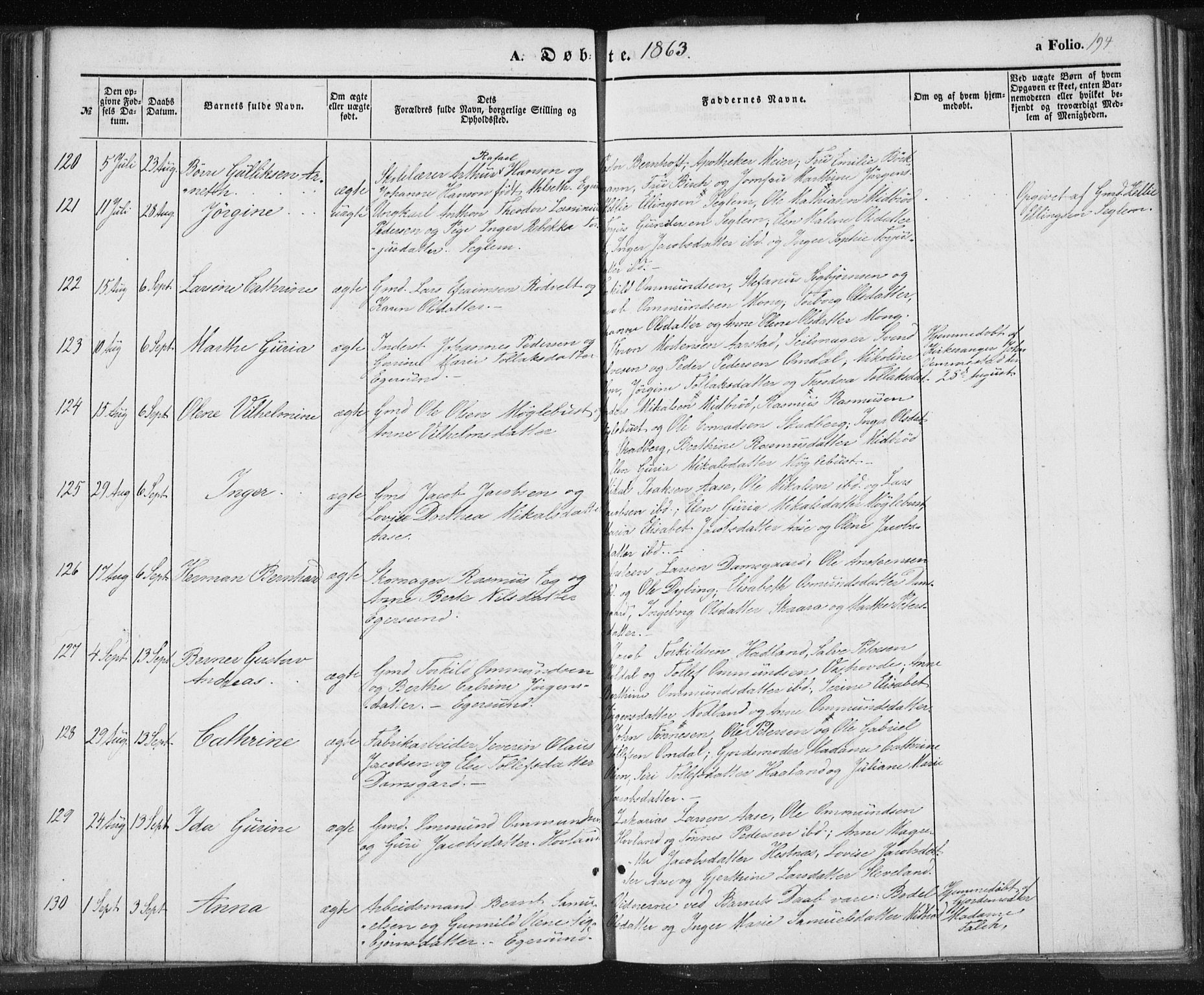 Eigersund sokneprestkontor, AV/SAST-A-101807/S08/L0012: Ministerialbok nr. A 12.1, 1850-1865, s. 194