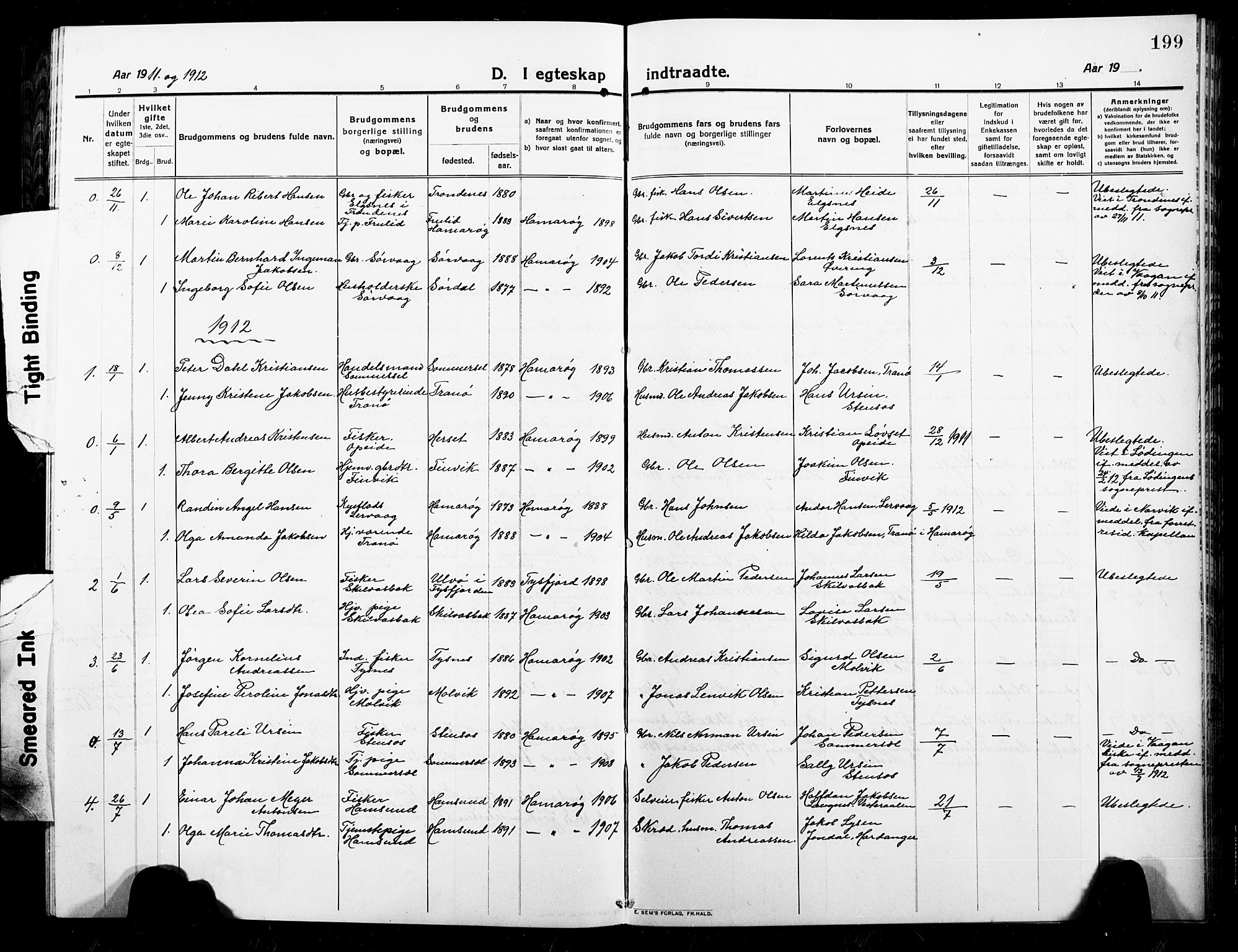 Ministerialprotokoller, klokkerbøker og fødselsregistre - Nordland, AV/SAT-A-1459/859/L0861: Klokkerbok nr. 859C07, 1910-1925, s. 199