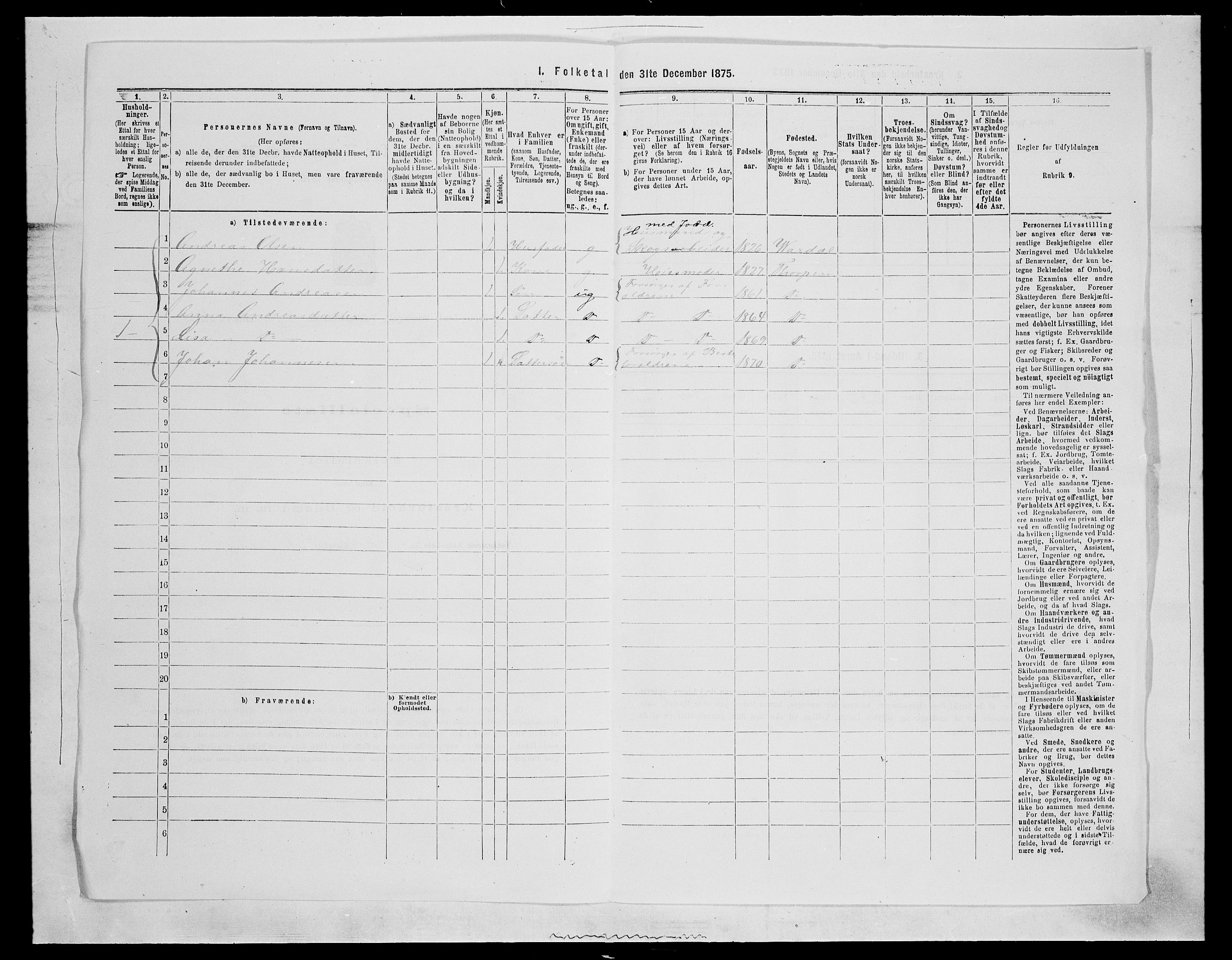 SAH, Folketelling 1875 for 0538P Nordre Land prestegjeld, 1875, s. 1437