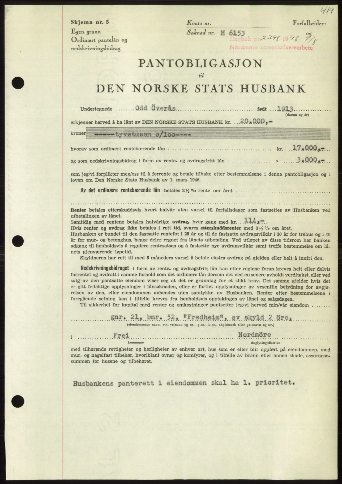 Nordmøre sorenskriveri, SAT/A-4132/1/2/2Ca: Pantebok nr. B99, 1948-1948, Dagboknr: 2298/1948
