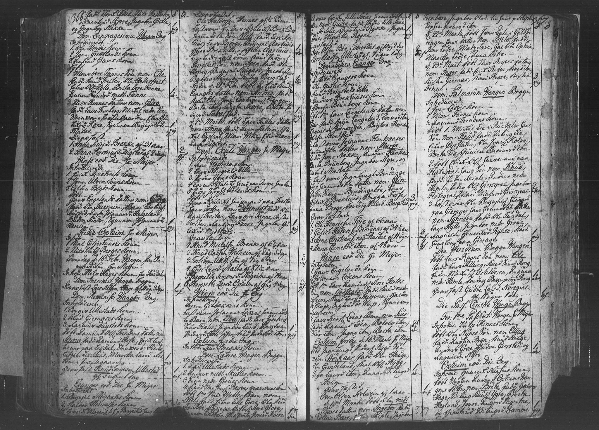 Voss sokneprestembete, SAB/A-79001/H/Haa: Ministerialbok nr. A 8, 1752-1780, s. 366-367