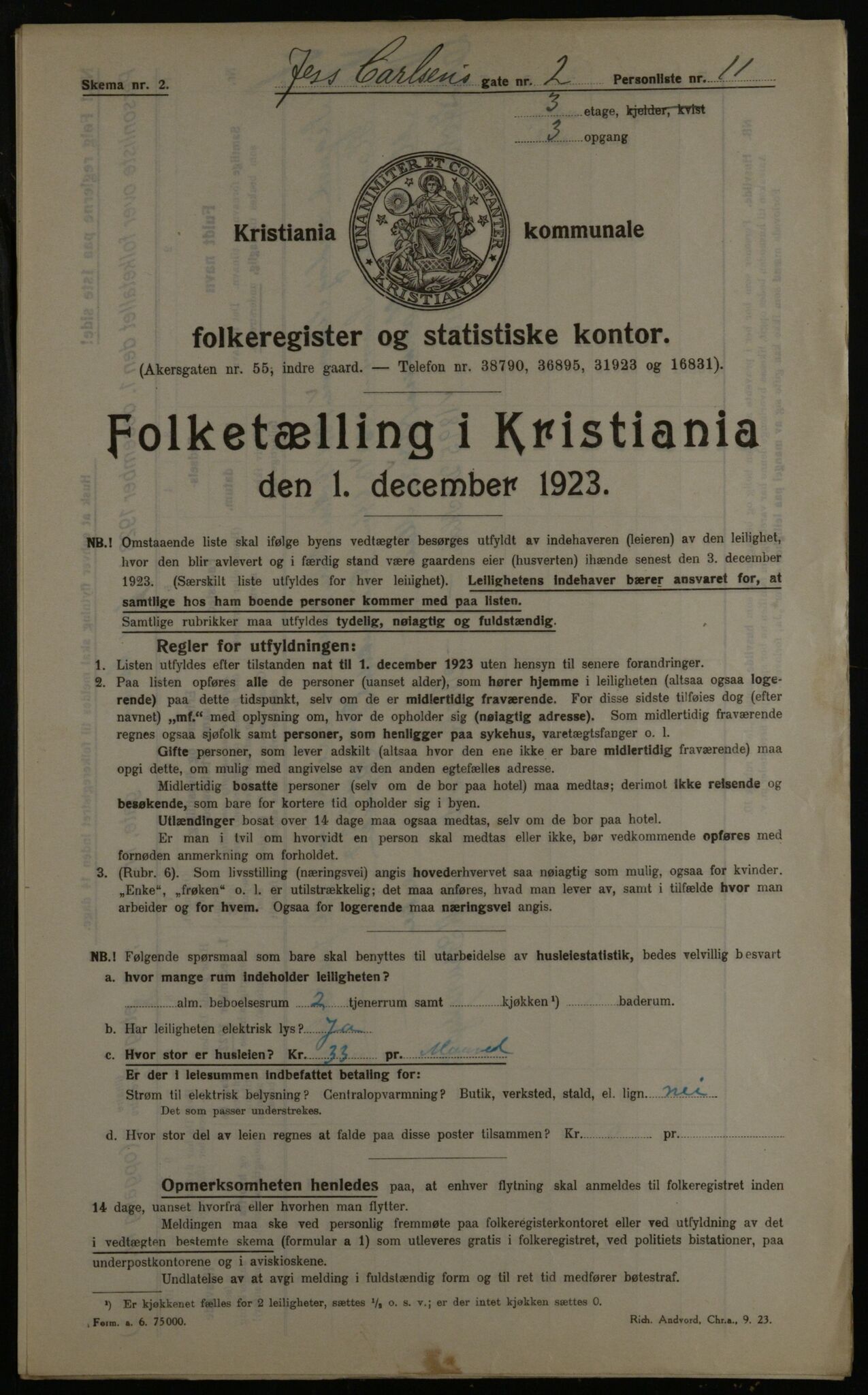 OBA, Kommunal folketelling 1.12.1923 for Kristiania, 1923, s. 52599