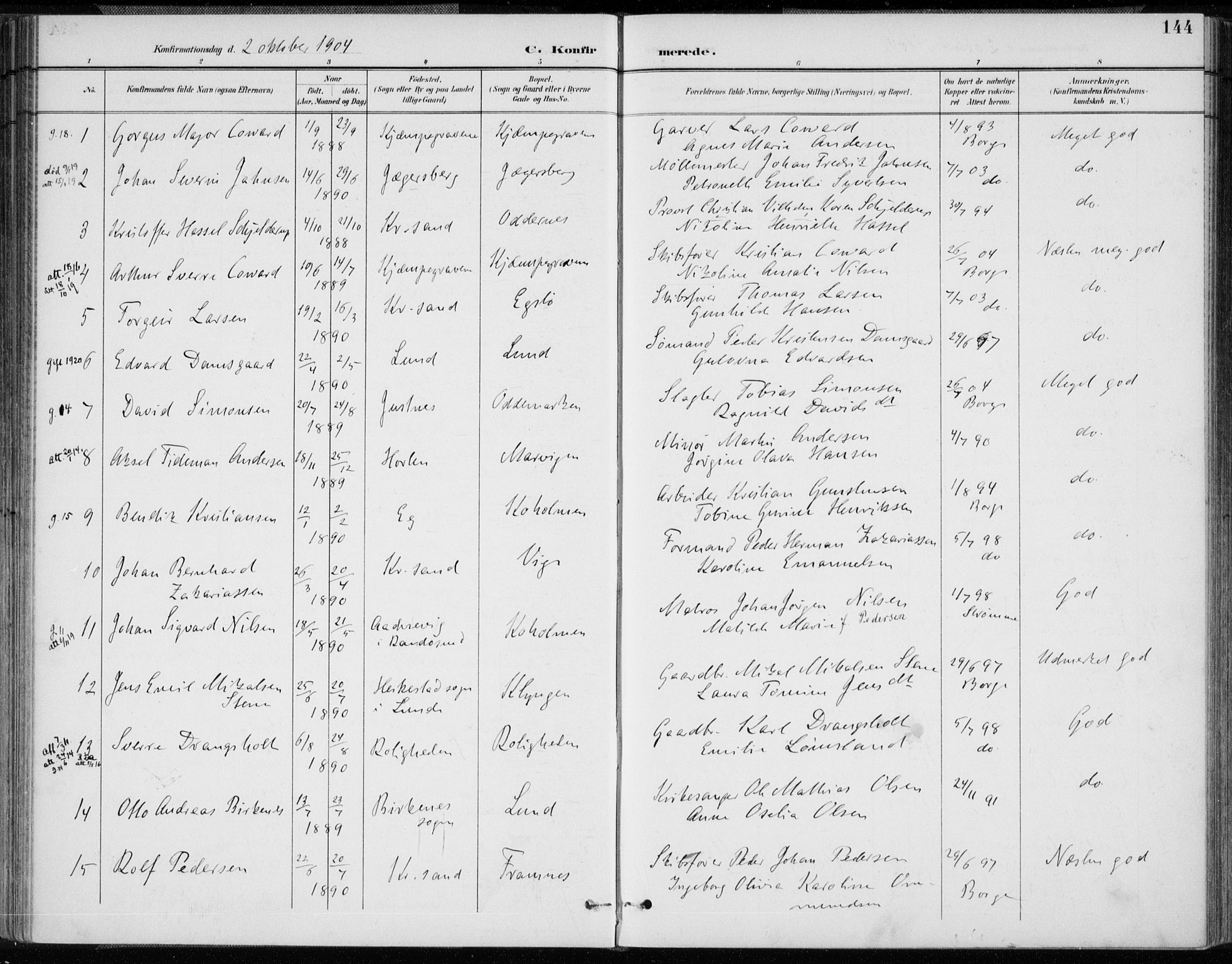 Oddernes sokneprestkontor, SAK/1111-0033/F/Fa/Faa/L0010: Ministerialbok nr. A 10, 1897-1911, s. 144