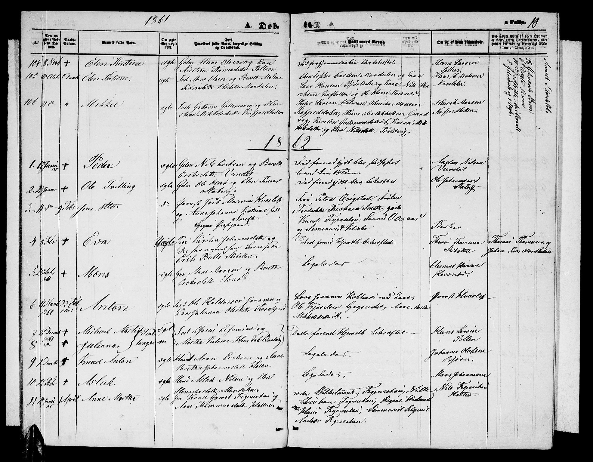 Lyngen sokneprestembete, AV/SATØ-S-1289/H/He/Heb/L0003klokker: Klokkerbok nr. 3, 1861-1867, s. 10