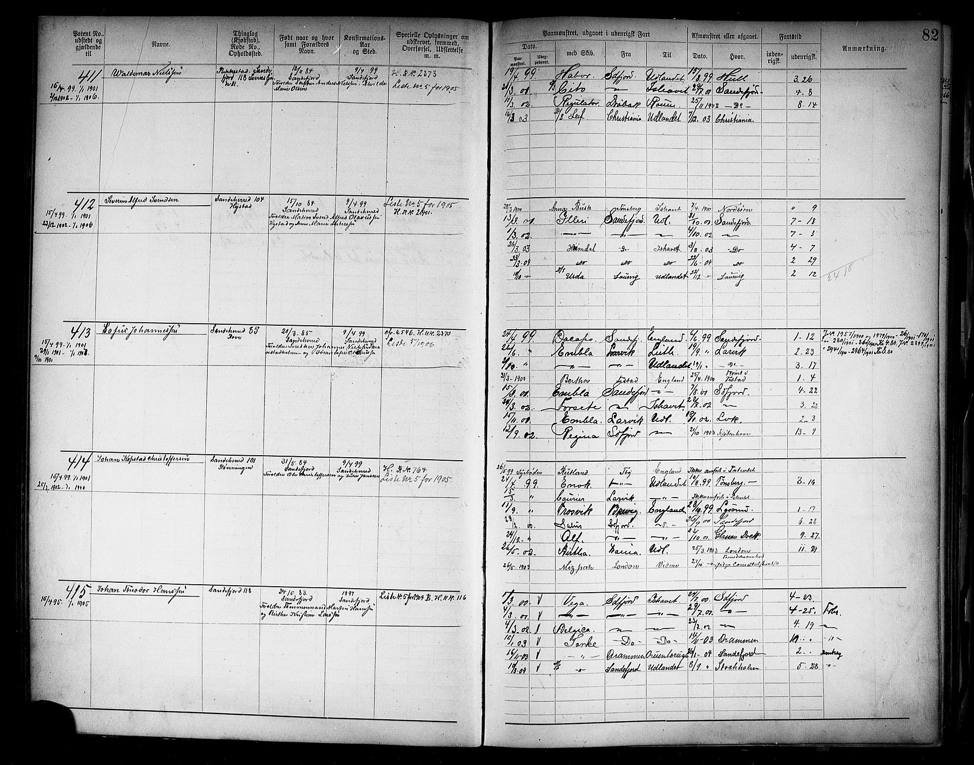 Sandefjord innrulleringskontor, AV/SAKO-A-788/F/Fa/L0005: Annotasjonsrulle, 1894-1911, s. 84