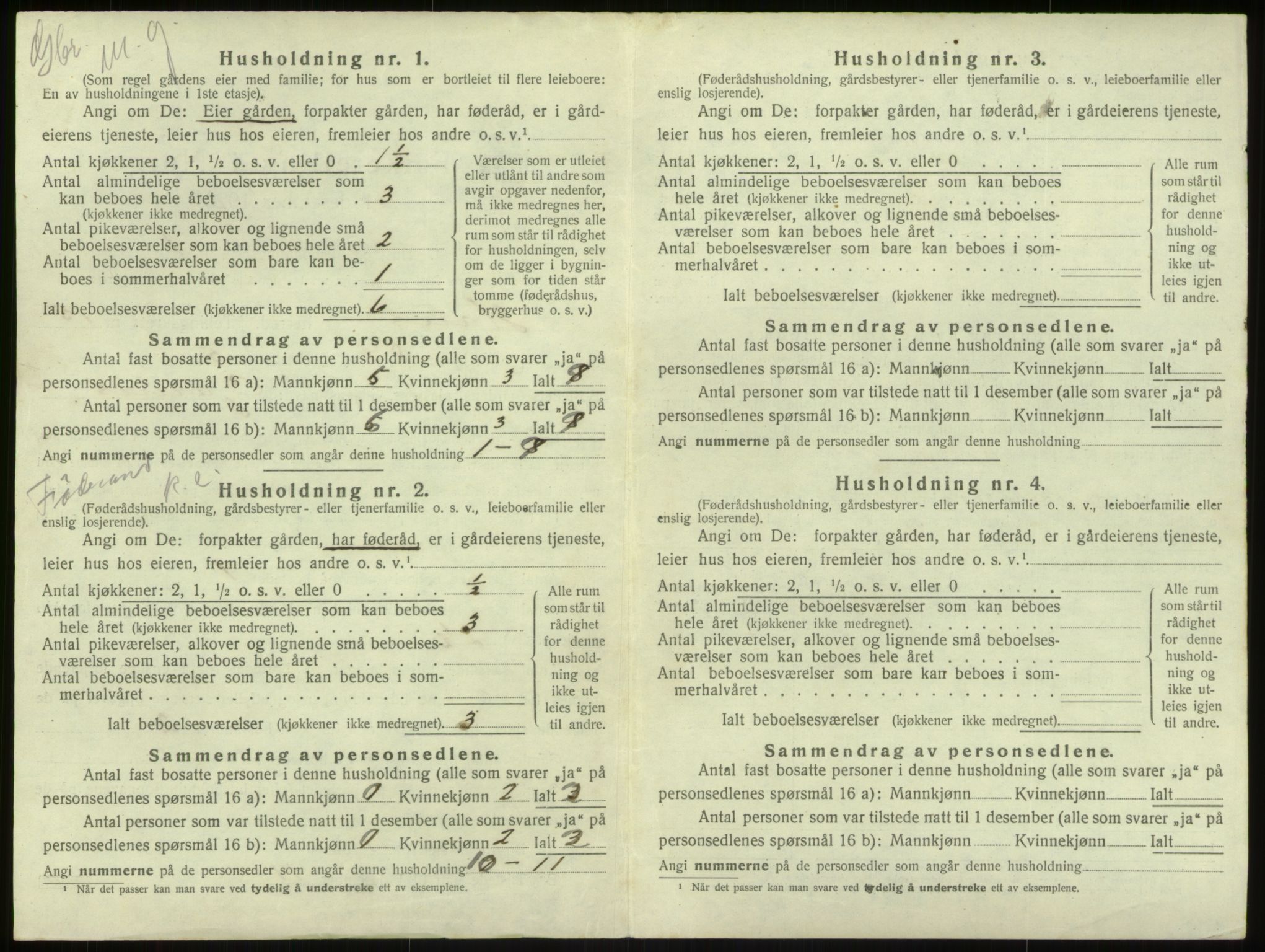 SAB, Folketelling 1920 for 1250 Haus herred, 1920, s. 1184