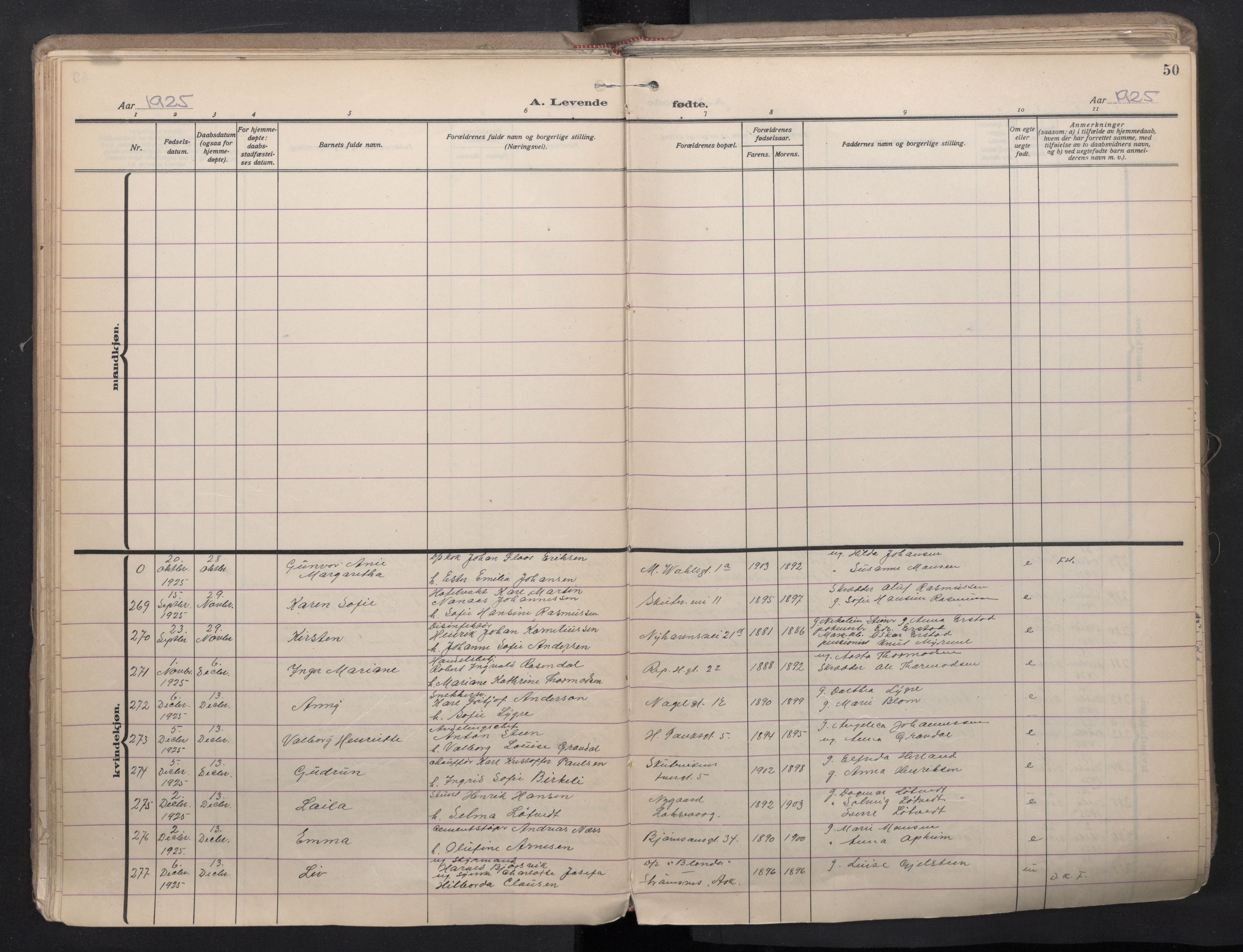 Sandviken Sokneprestembete, AV/SAB-A-77601/H/Ha/L0008: Ministerialbok nr. B 5, 1924-1944, s. 50