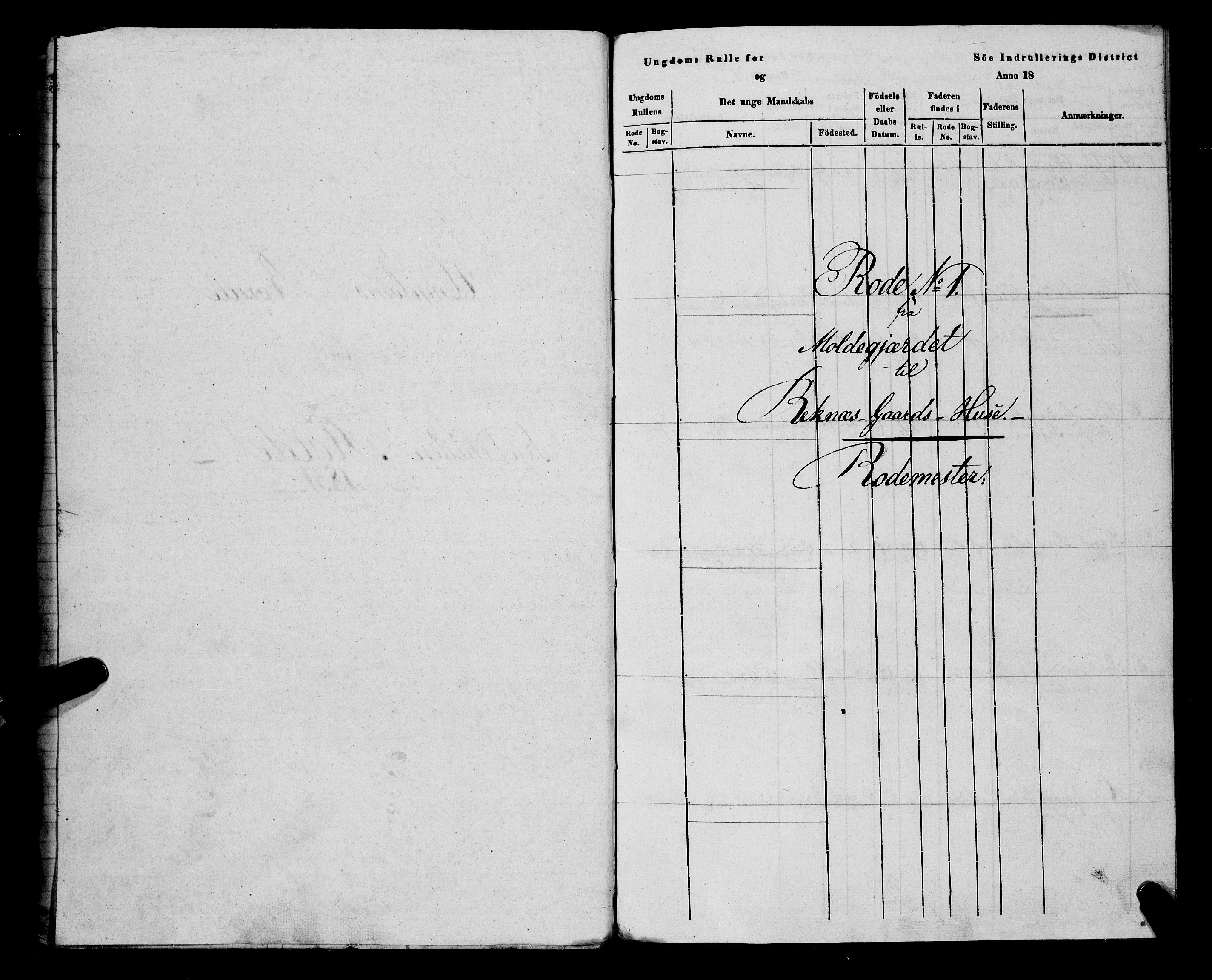 Sjøinnrulleringen - Trondhjemske distrikt, SAT/A-5121/01/L0308/0001: -- / Hovedrulle, ungdomsrulle og ekstrarulle for Molde, 1831-1846