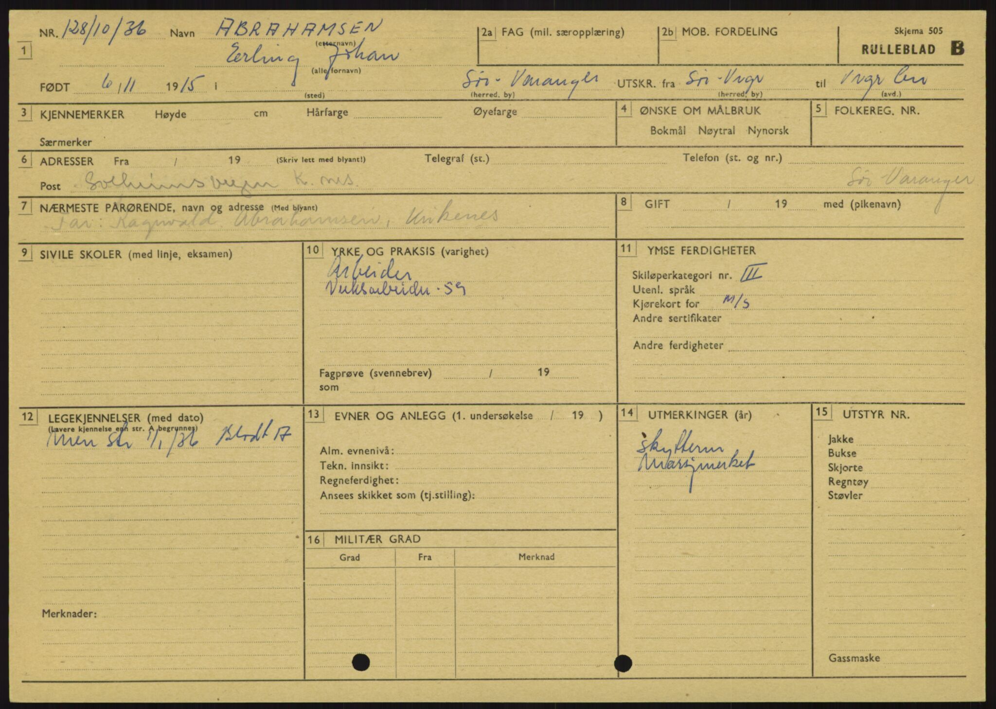 Forsvaret, Varanger bataljon, AV/RA-RAFA-2258/1/D/L0445: Rulleblad for menige født 1915-1916, 1915-1916, s. 8