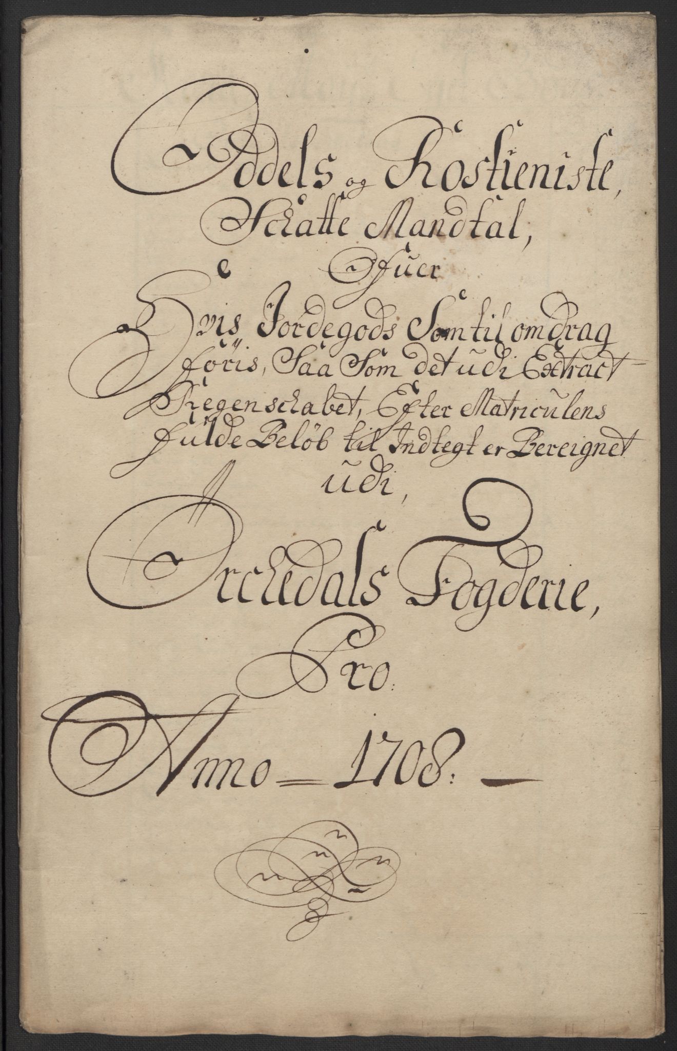 Rentekammeret inntil 1814, Reviderte regnskaper, Fogderegnskap, RA/EA-4092/R60/L3958: Fogderegnskap Orkdal og Gauldal, 1708, s. 369
