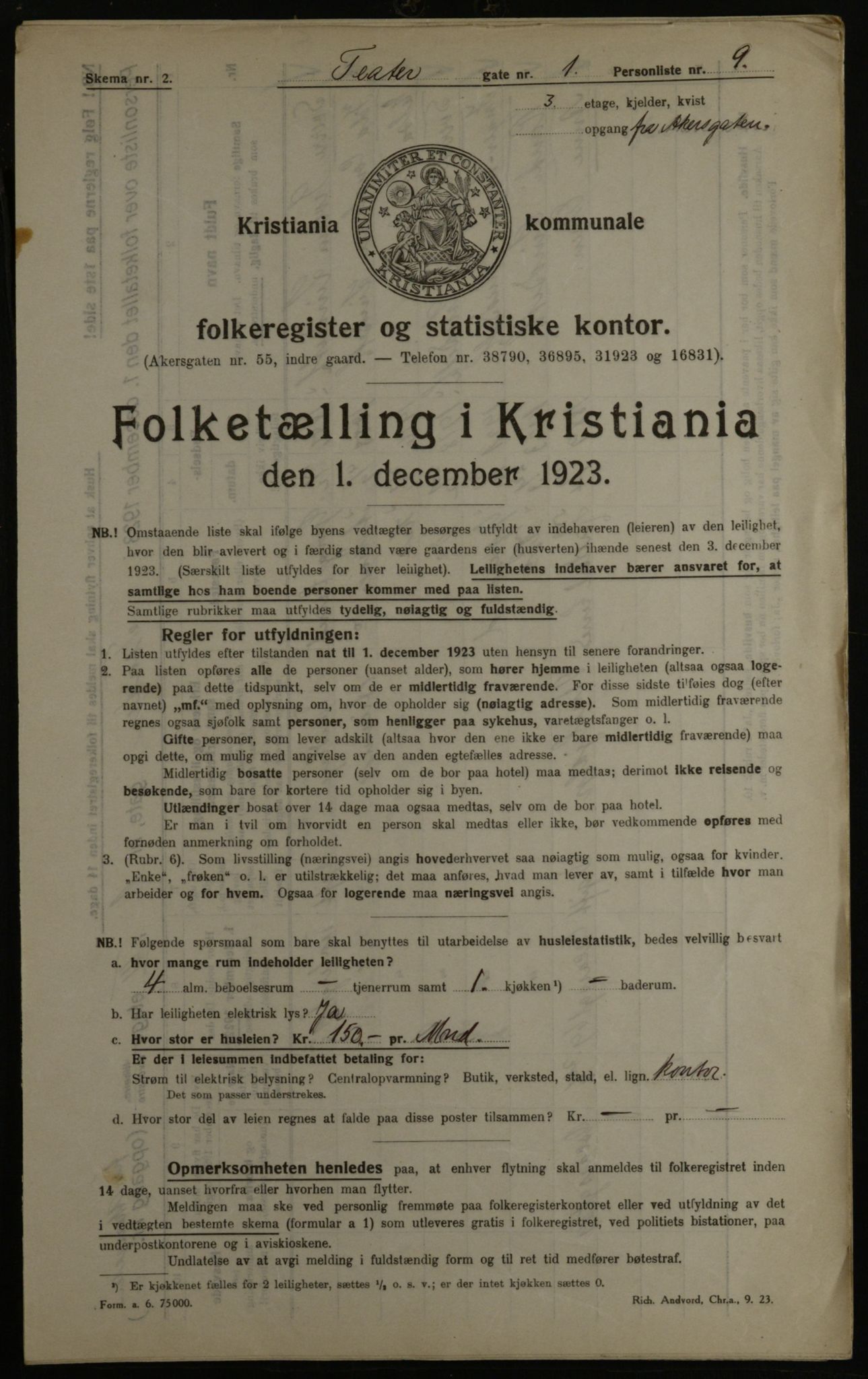 OBA, Kommunal folketelling 1.12.1923 for Kristiania, 1923, s. 118421