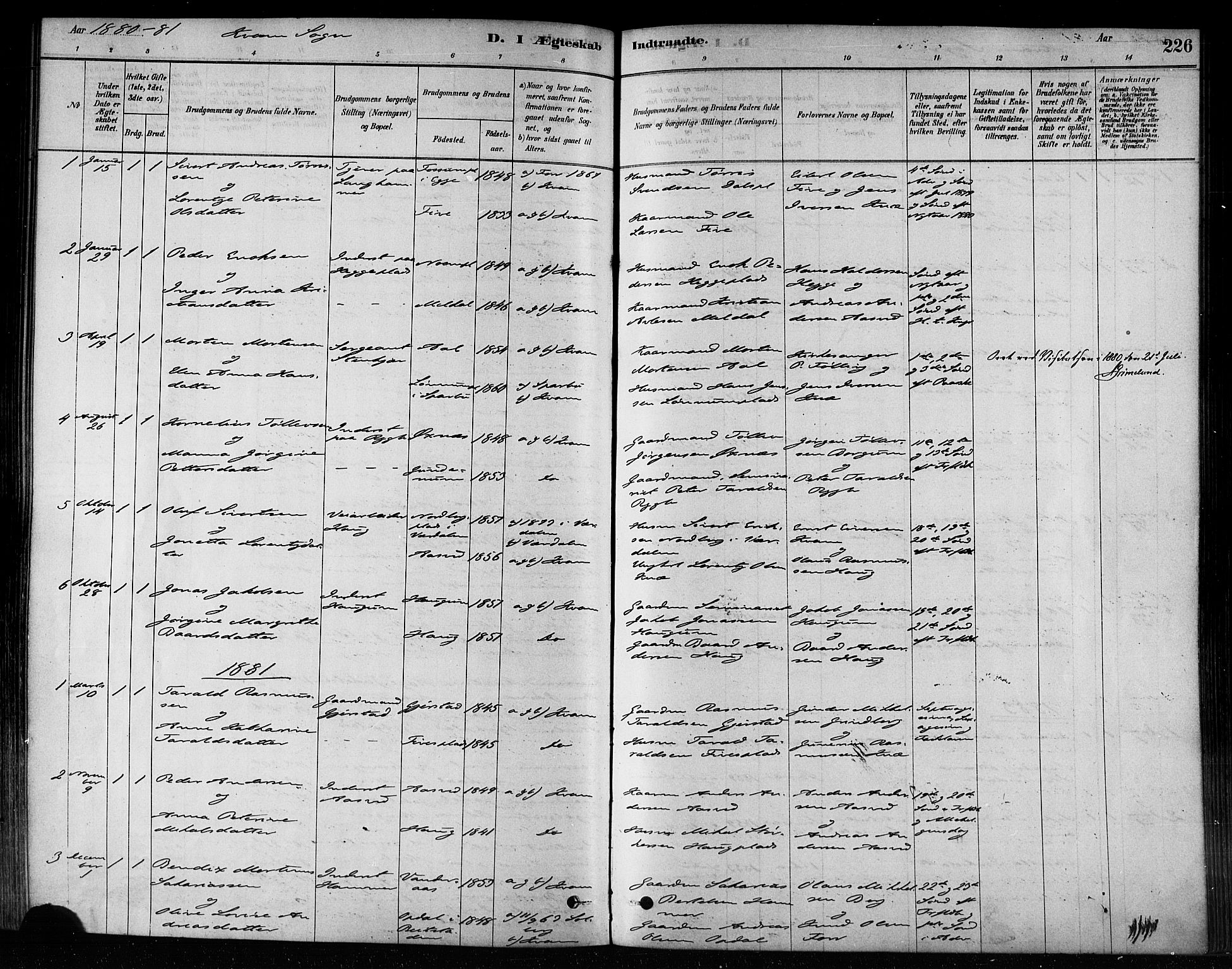 Ministerialprotokoller, klokkerbøker og fødselsregistre - Nord-Trøndelag, SAT/A-1458/746/L0449: Ministerialbok nr. 746A07 /2, 1878-1899, s. 226