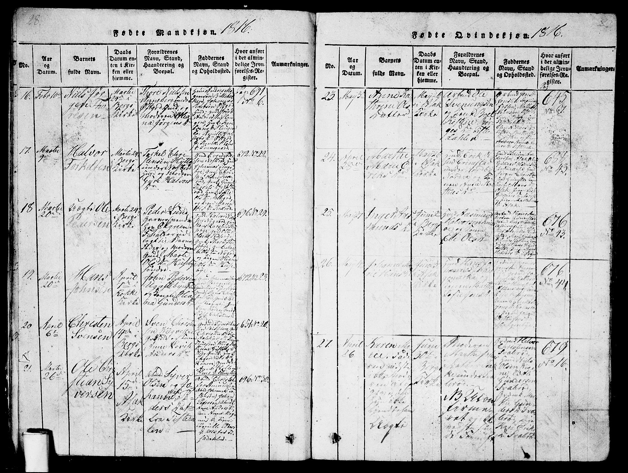 Berg prestekontor Kirkebøker, AV/SAO-A-10902/G/Ga/L0001: Klokkerbok nr. I 1, 1815-1832, s. 28-29