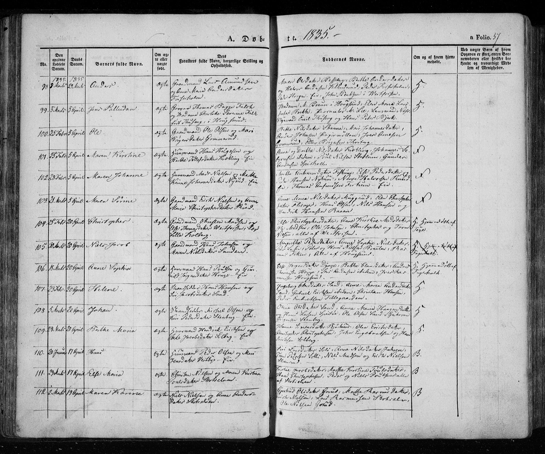 Eiker kirkebøker, AV/SAKO-A-4/F/Fa/L0013a: Ministerialbok nr. I 13A, 1832-1845, s. 57
