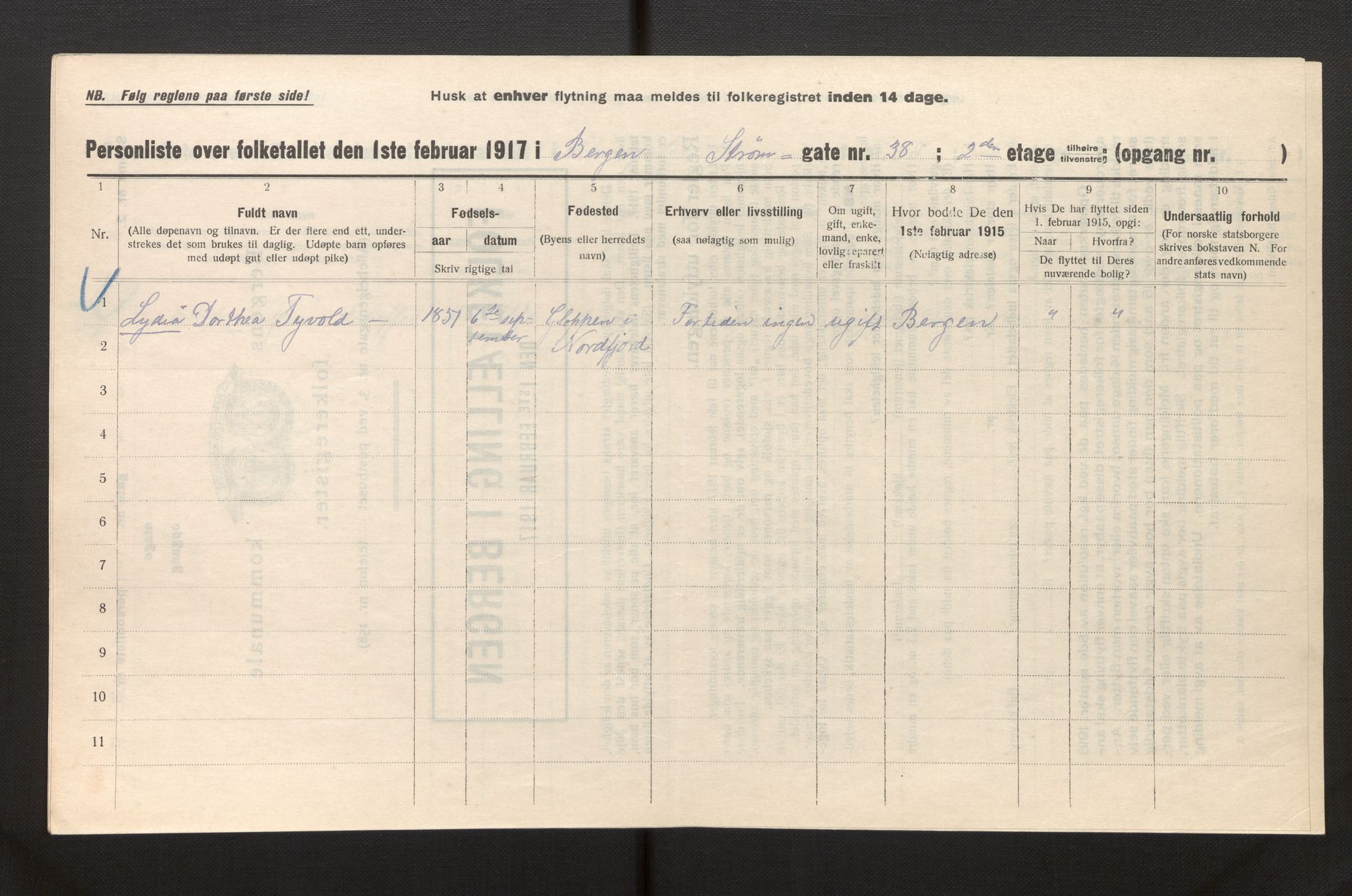 SAB, Kommunal folketelling 1917 for Bergen kjøpstad, 1917, s. 38853