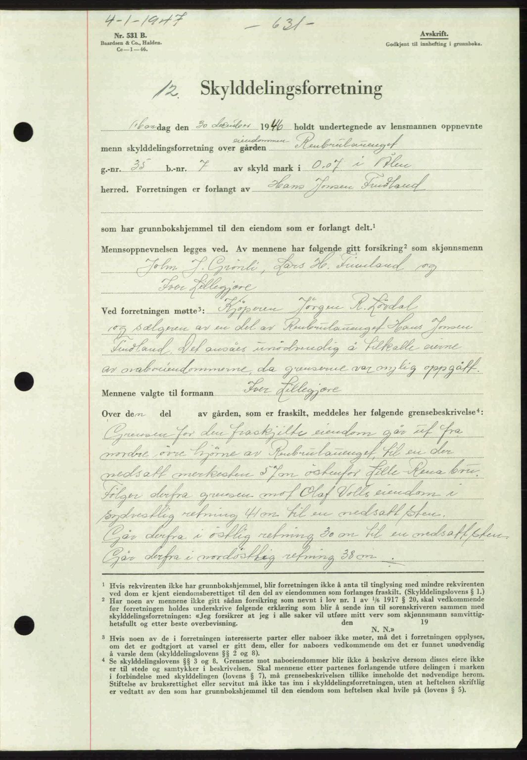 Gauldal sorenskriveri, SAT/A-0014/1/2/2C: Pantebok nr. A3, 1947-1947, Dagboknr: 12/1947