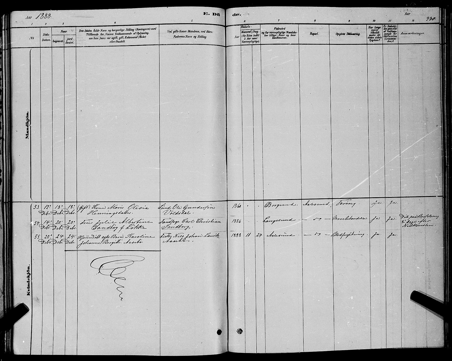 Ministerialprotokoller, klokkerbøker og fødselsregistre - Møre og Romsdal, SAT/A-1454/529/L0466: Klokkerbok nr. 529C03, 1878-1888, s. 330