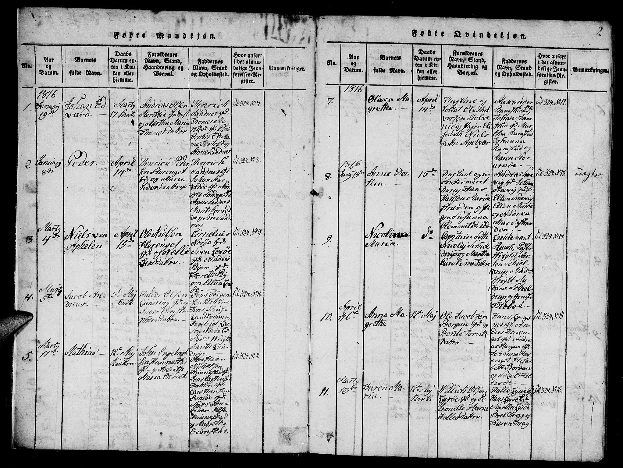 Ministerialprotokoller, klokkerbøker og fødselsregistre - Nord-Trøndelag, AV/SAT-A-1458/784/L0667: Ministerialbok nr. 784A03 /1, 1816-1829, s. 2