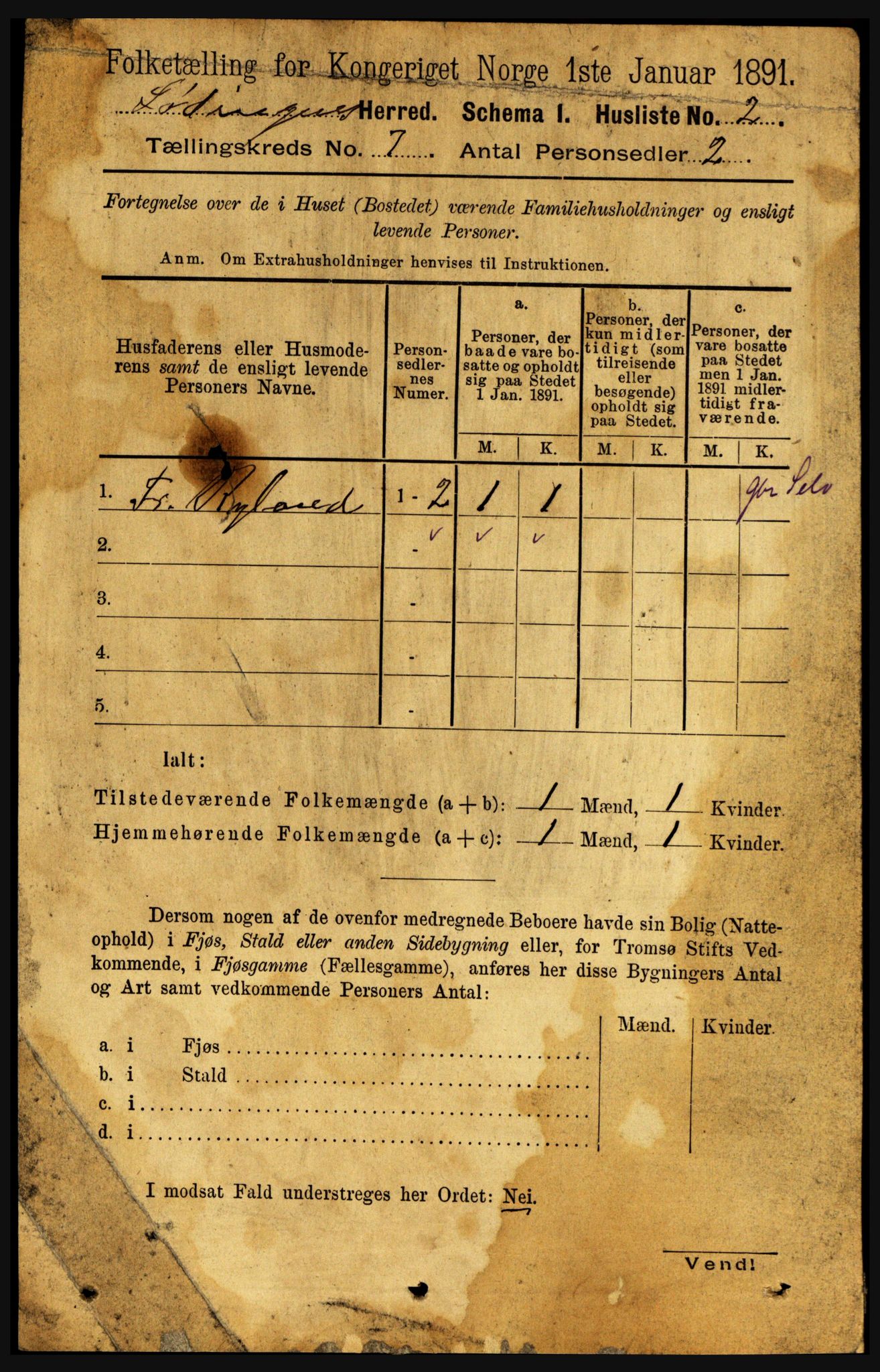 RA, Folketelling 1891 for 1851 Lødingen herred, 1891, s. 3268