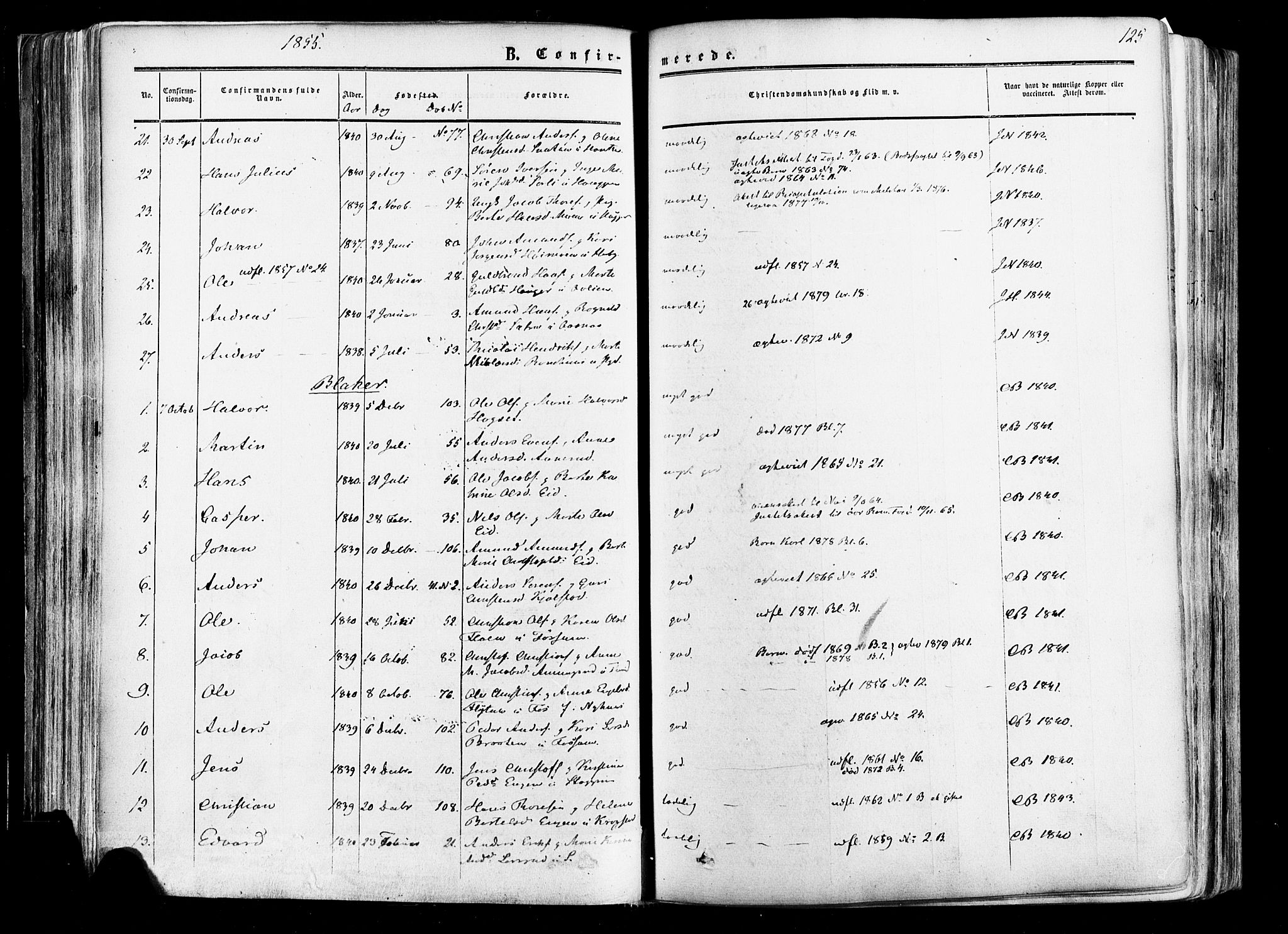 Aurskog prestekontor Kirkebøker, AV/SAO-A-10304a/F/Fa/L0007: Ministerialbok nr. I 7, 1854-1877, s. 125