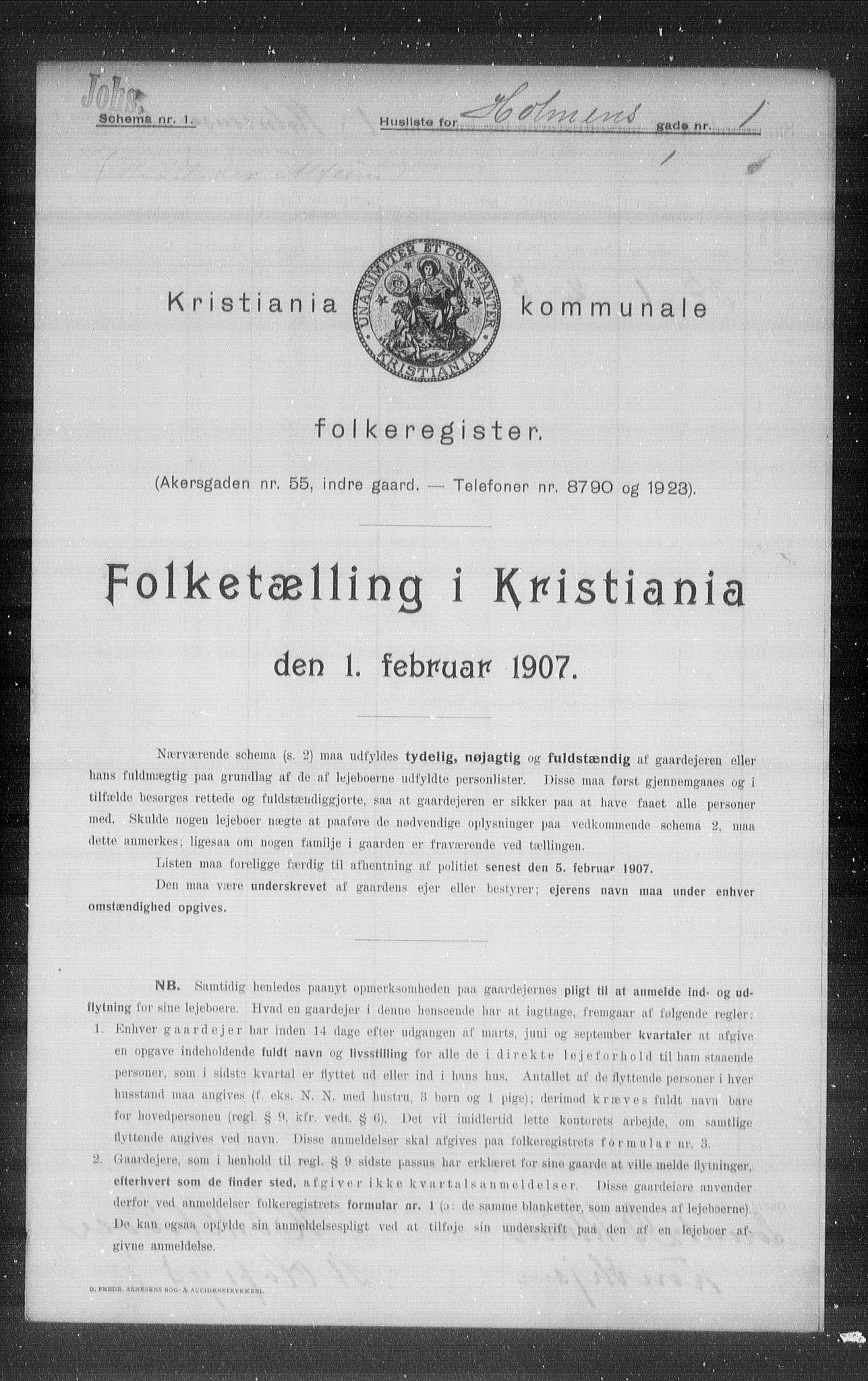 OBA, Kommunal folketelling 1.2.1907 for Kristiania kjøpstad, 1907, s. 20971