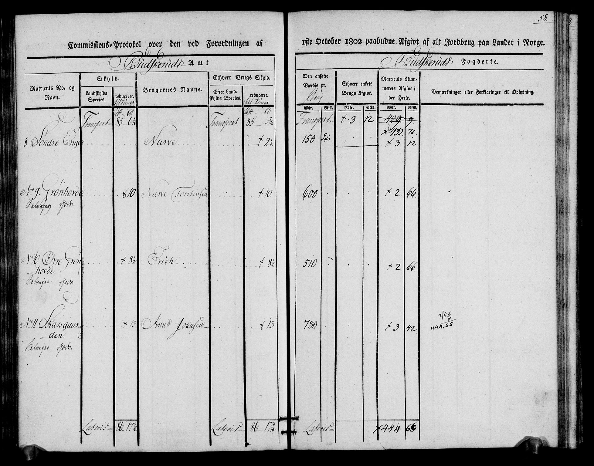 Rentekammeret inntil 1814, Realistisk ordnet avdeling, RA/EA-4070/N/Ne/Nea/L0060: Buskerud fogderi. Kommisjonsprotokoll for Sigdal prestegjeld, 1803, s. 58