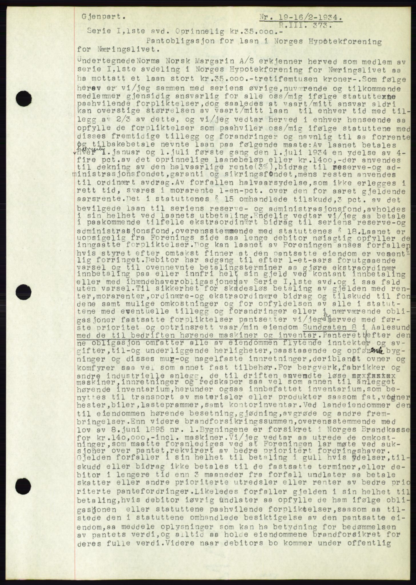 Ålesund byfogd, AV/SAT-A-4384: Pantebok nr. 31, 1933-1934, Tingl.dato: 16.02.1934