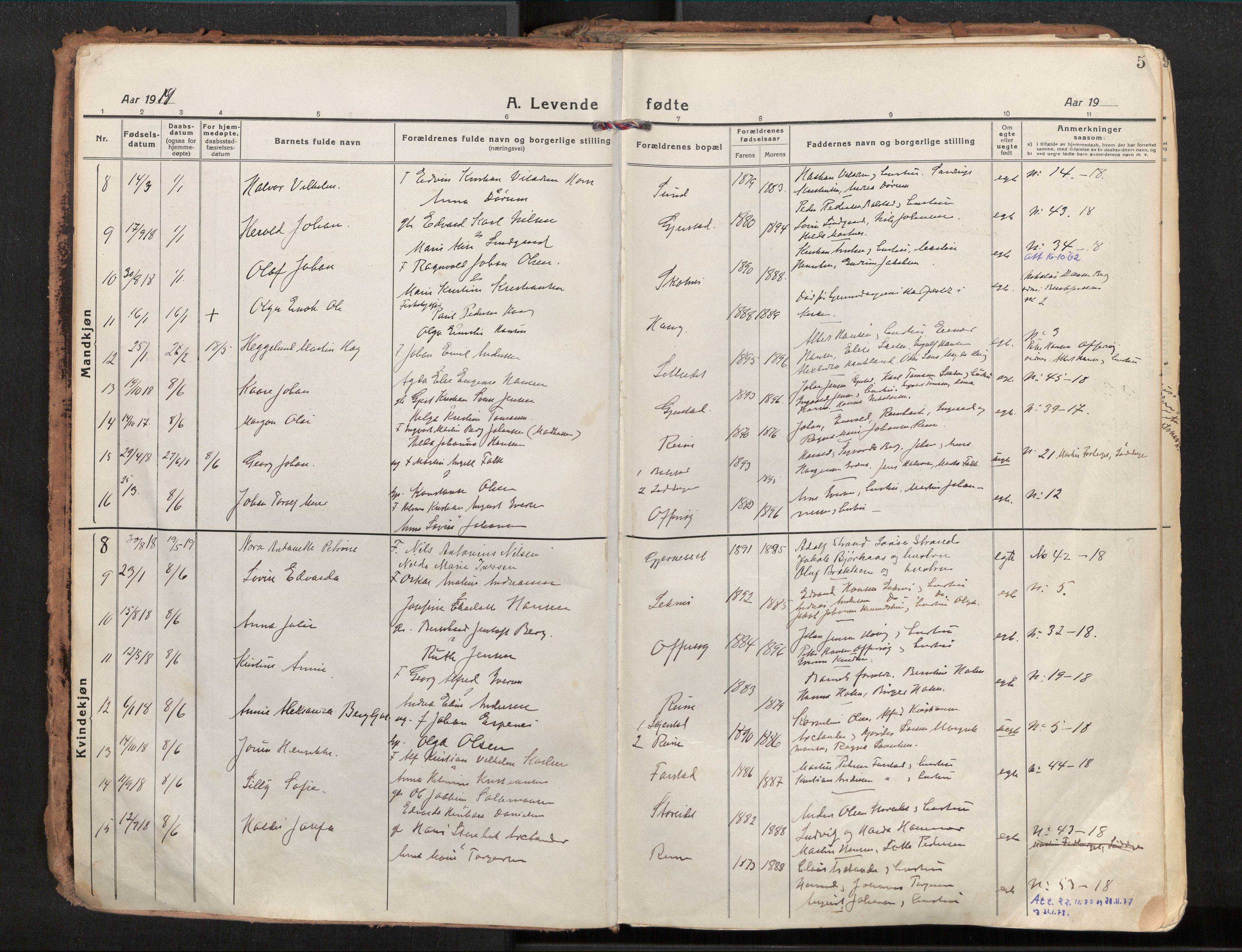 Ministerialprotokoller, klokkerbøker og fødselsregistre - Nordland, AV/SAT-A-1459/881/L1160: Ministerialbok nr. 881A13, 1919-1937, s. 5