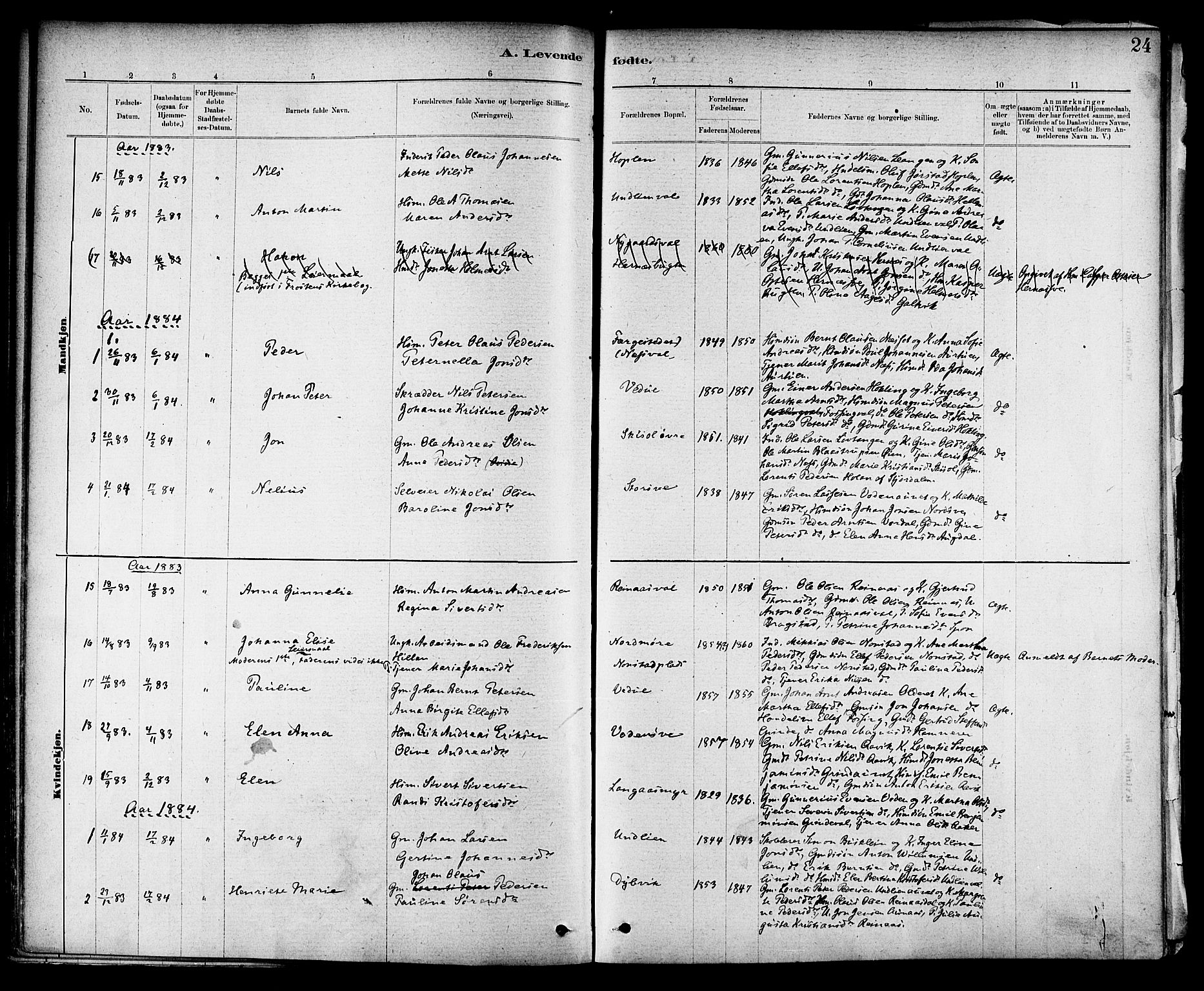 Ministerialprotokoller, klokkerbøker og fødselsregistre - Nord-Trøndelag, SAT/A-1458/714/L0130: Ministerialbok nr. 714A01, 1878-1895, s. 24