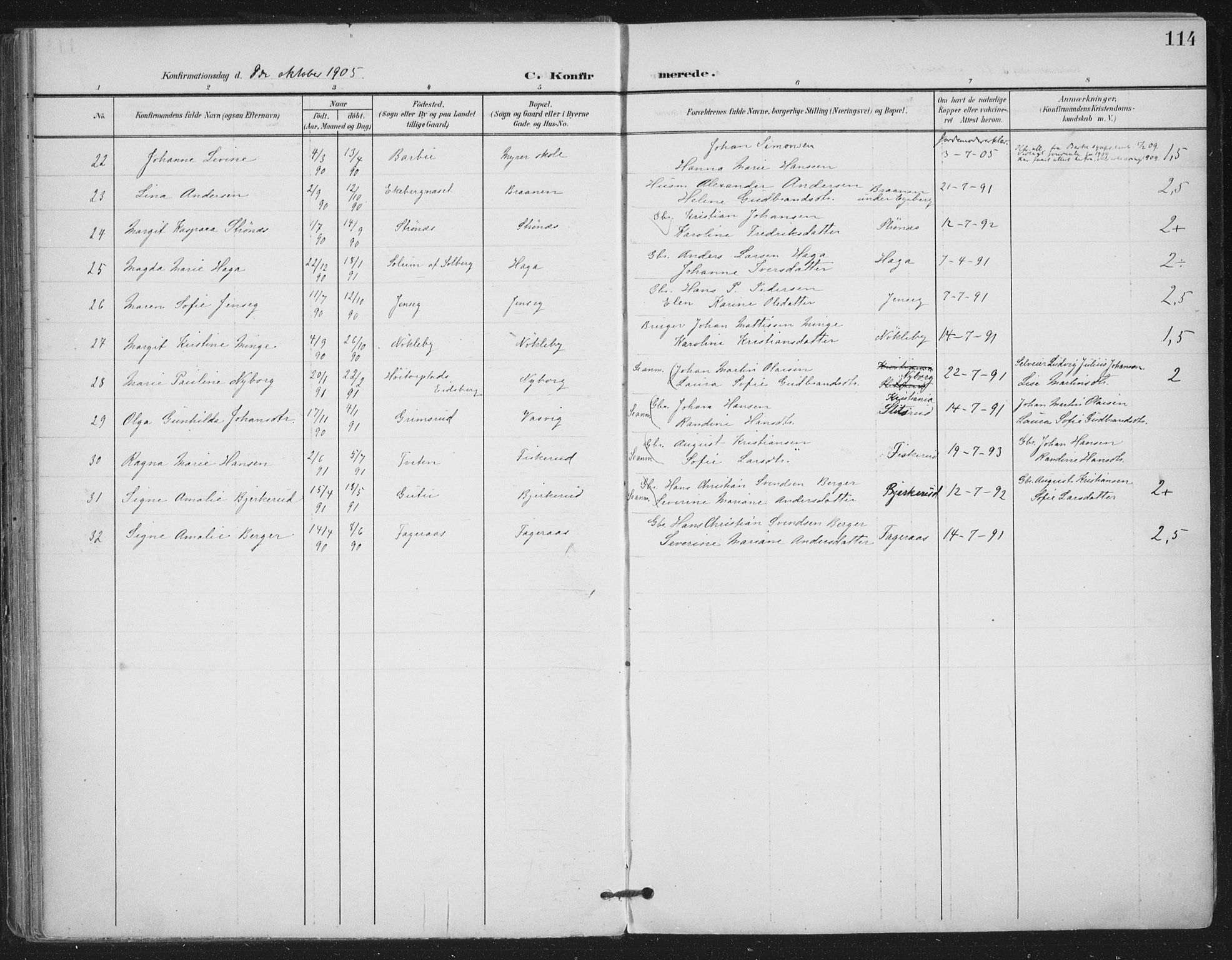 Trøgstad prestekontor Kirkebøker, AV/SAO-A-10925/F/Fa/L0011: Ministerialbok nr. I 11, 1899-1919, s. 114