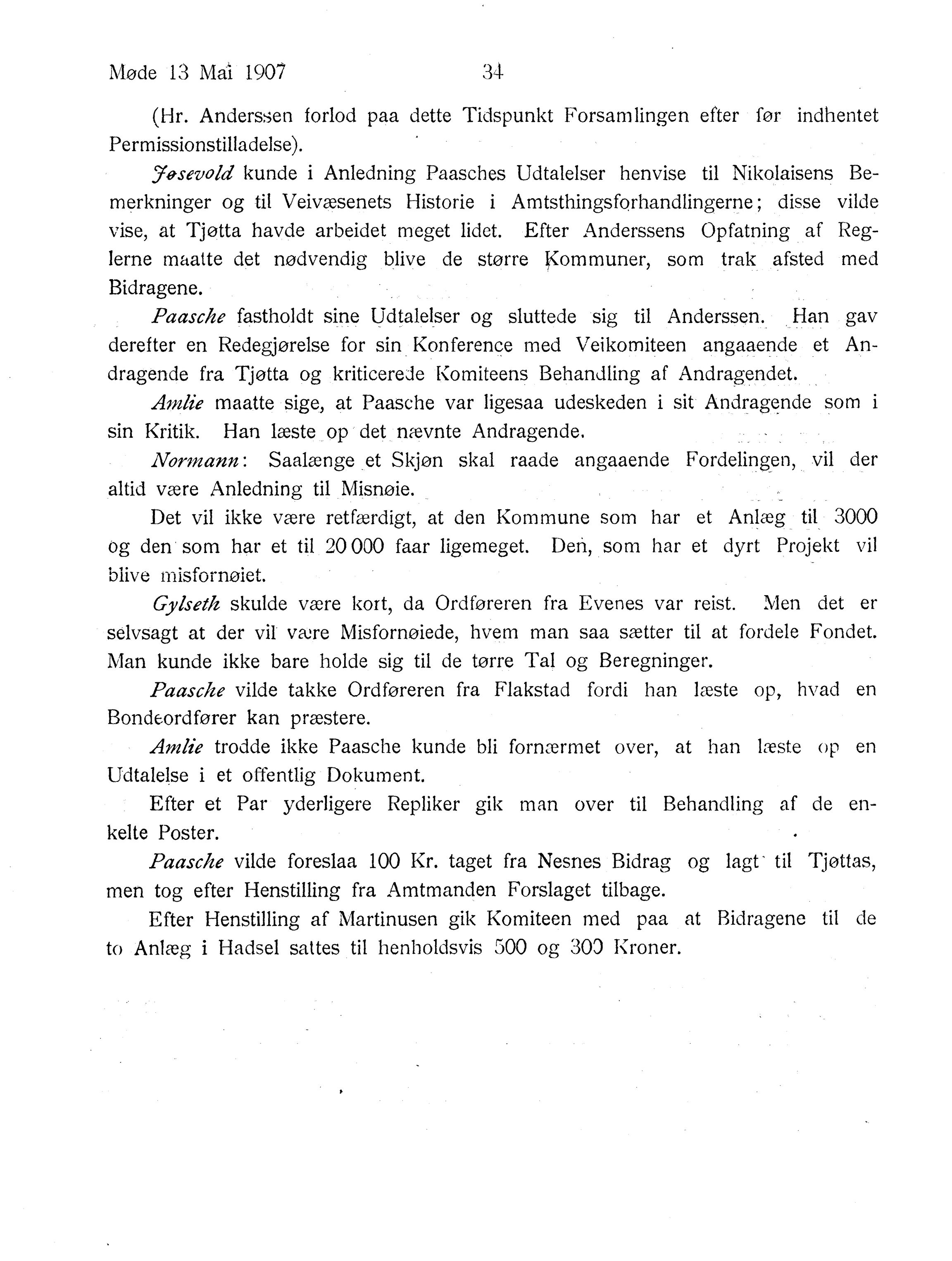 Nordland Fylkeskommune. Fylkestinget, AIN/NFK-17/176/A/Ac/L0030: Fylkestingsforhandlinger 1907, 1907