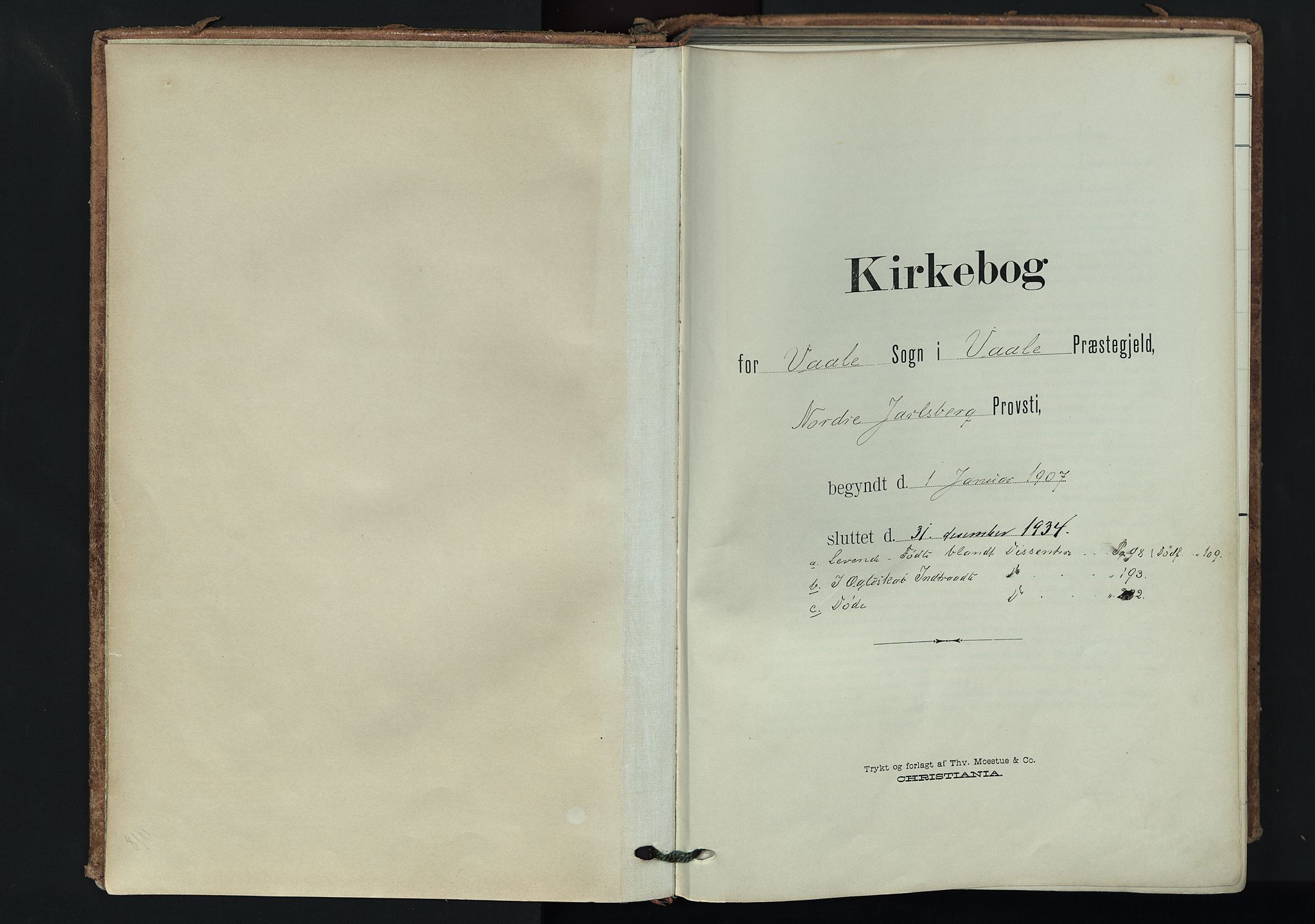 Våle kirkebøker, SAKO/A-334/F/Fa/L0012: Ministerialbok nr. I 12, 1907-1934