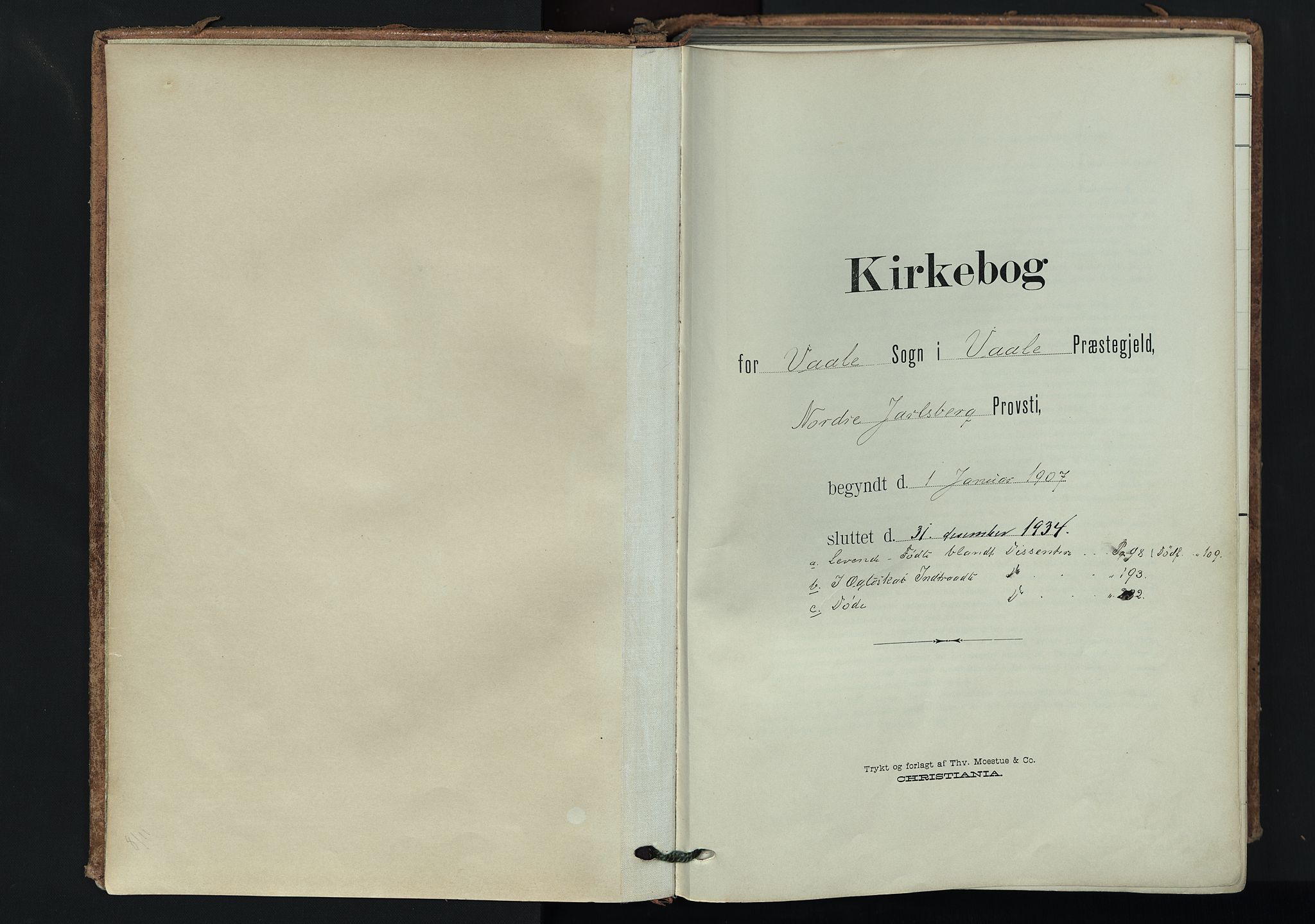 Våle kirkebøker, AV/SAKO-A-334/F/Fa/L0012: Ministerialbok nr. I 12, 1907-1934