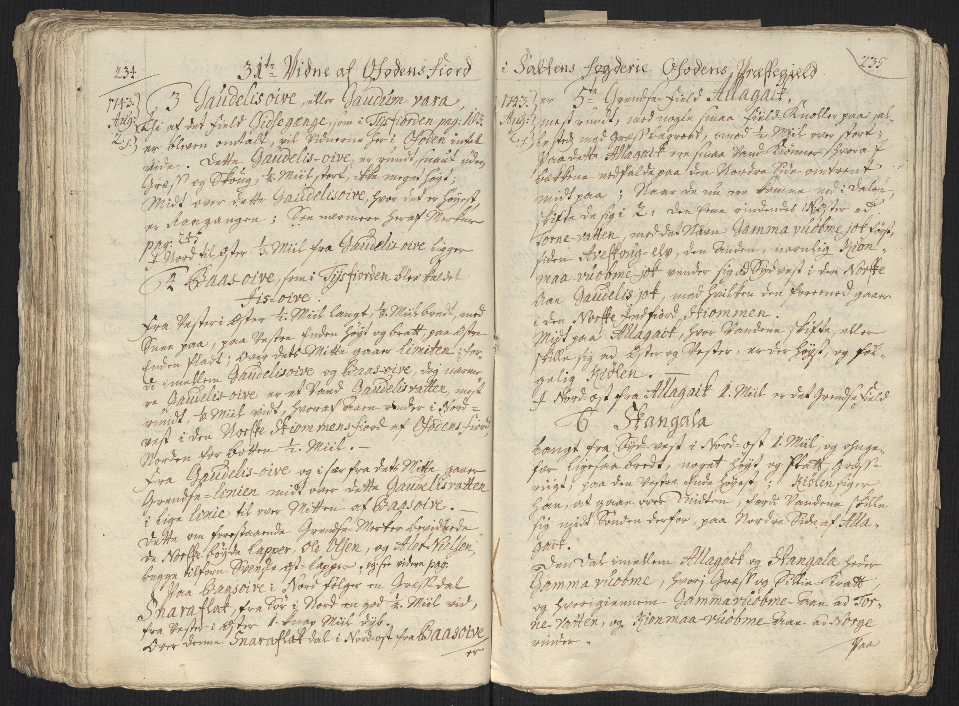 Danske Kanselli, Grensearkivet, AV/RA-EA-4062/F/L0011a/0001: Volum XXIII-XXVIa / Vol. XXIII: Major Schnitlers grenseeksaminasjonsprotokoll, 3. bind, 1743, s. 234-235