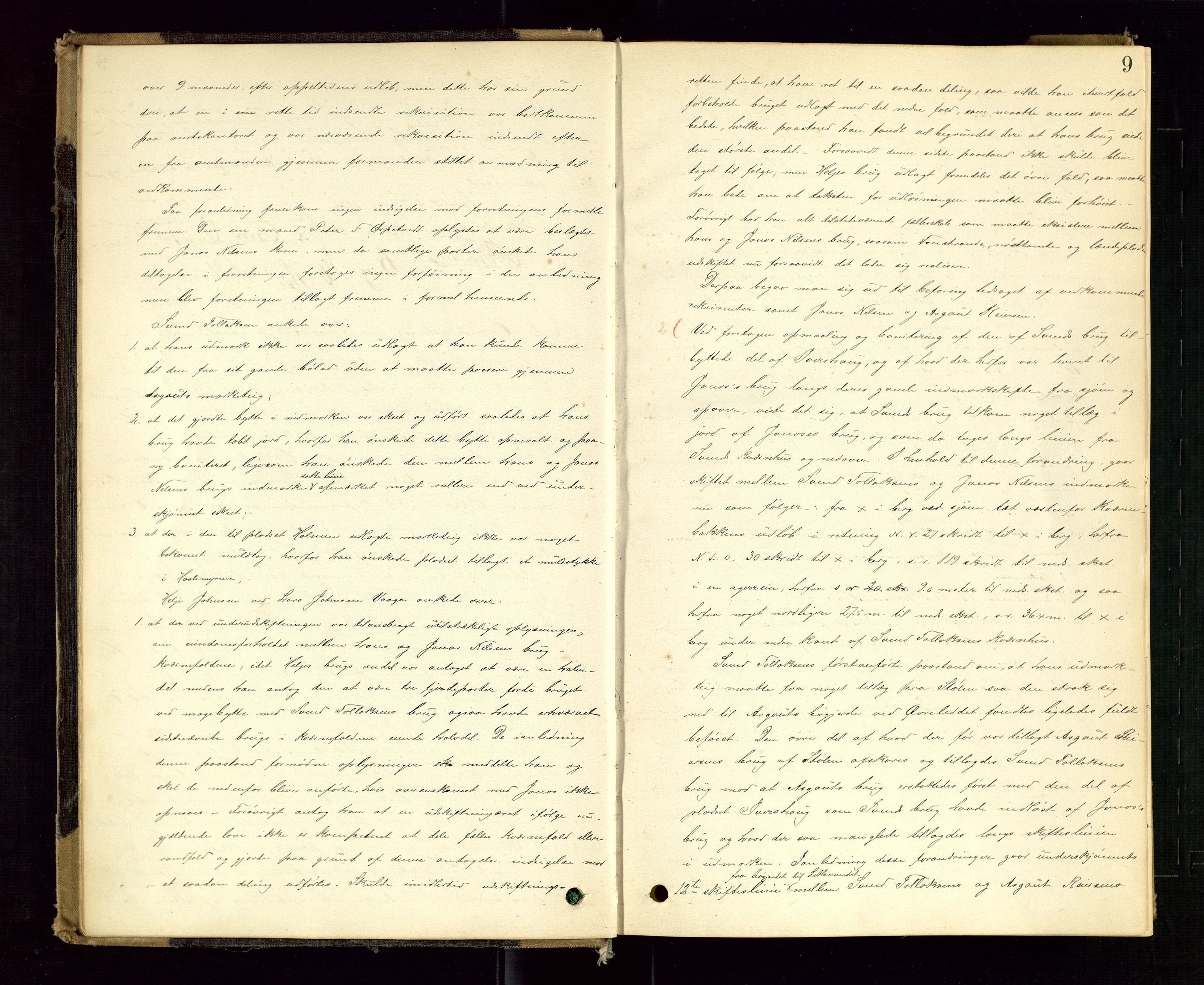 Rogaland jordskifterett, AV/SAST-A-102426/Oa/L0050: Forhandlingsprotokoll, 1884-1894, s. 9