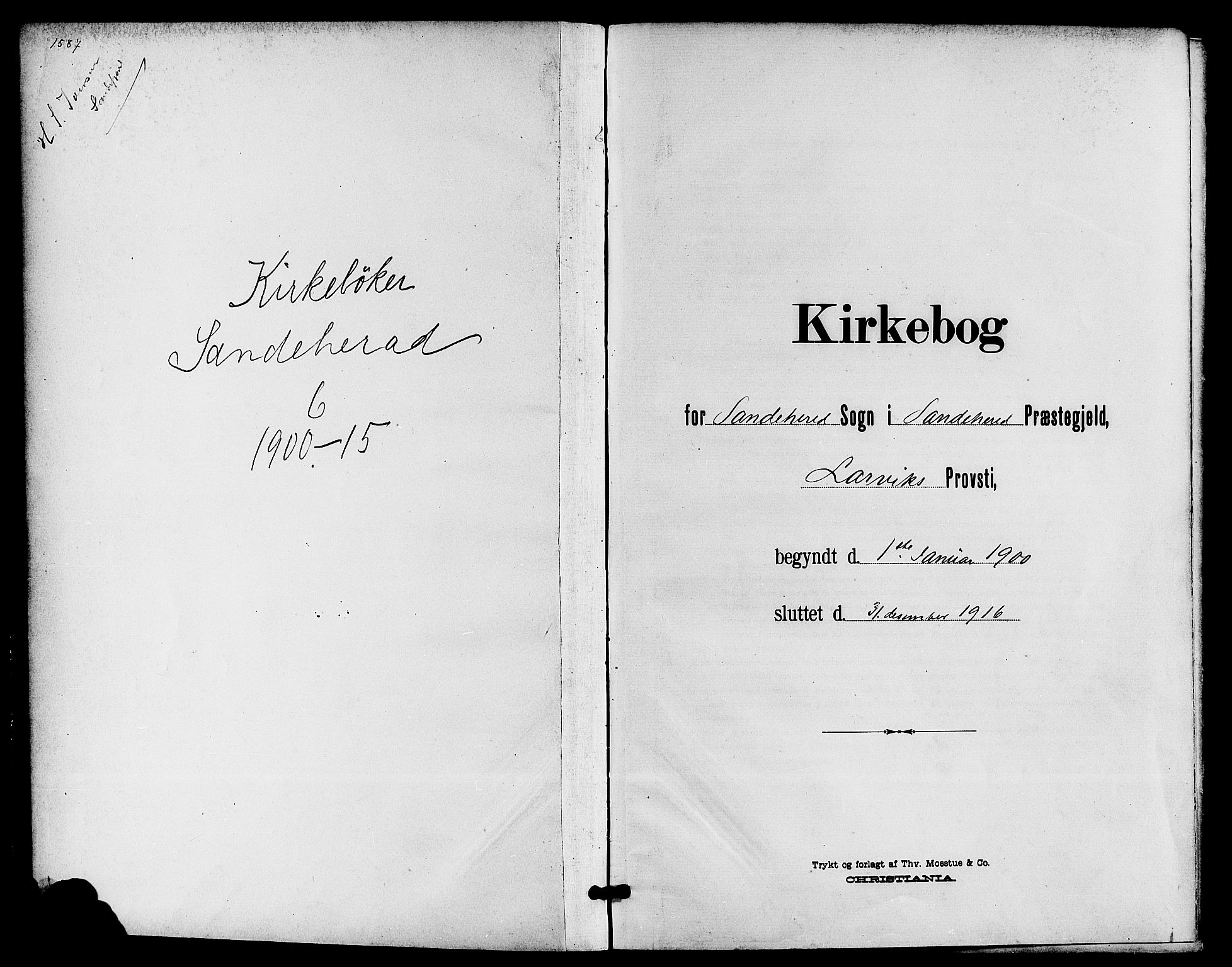 Sandar kirkebøker, AV/SAKO-A-243/G/Ga/L0002: Klokkerbok nr. 2, 1900-1915