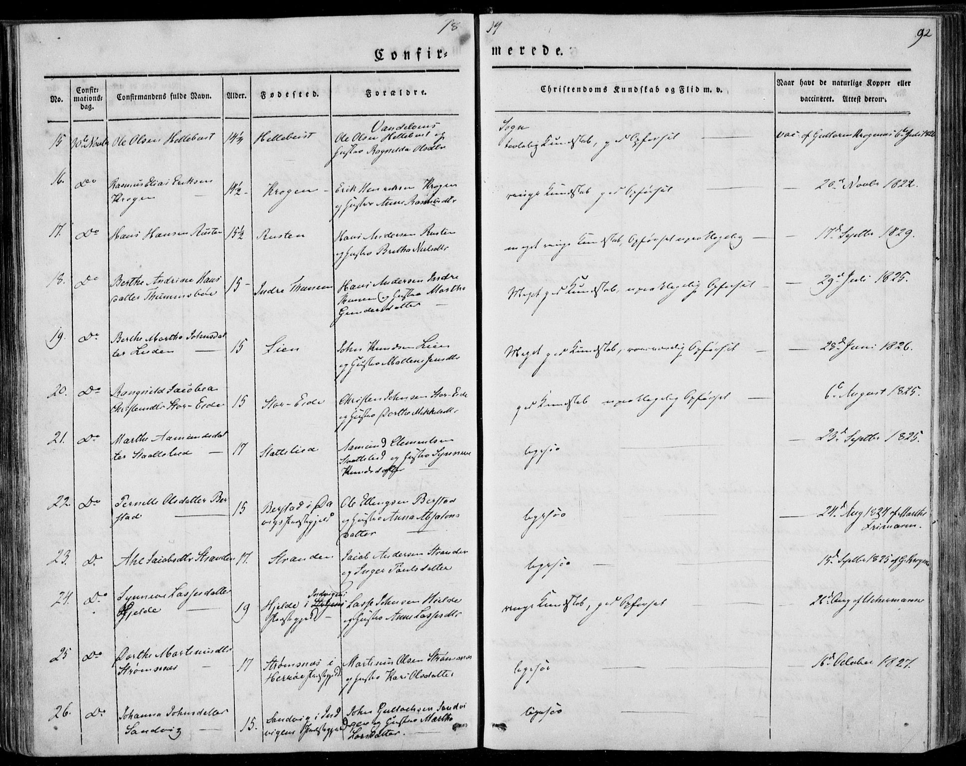 Ministerialprotokoller, klokkerbøker og fødselsregistre - Møre og Romsdal, AV/SAT-A-1454/501/L0005: Ministerialbok nr. 501A05, 1831-1844, s. 92