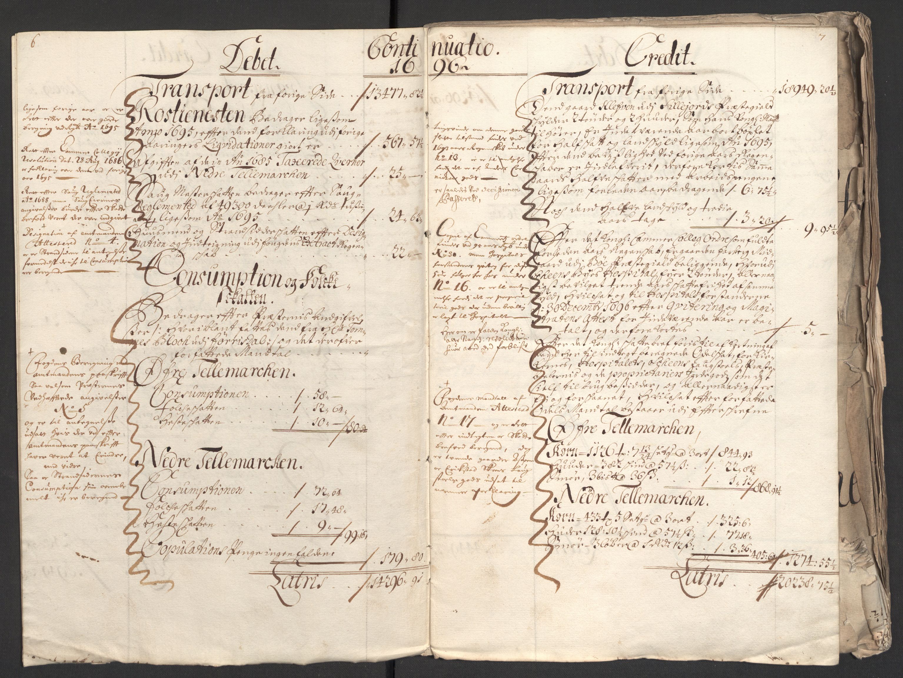 Rentekammeret inntil 1814, Reviderte regnskaper, Fogderegnskap, AV/RA-EA-4092/R36/L2094: Fogderegnskap Øvre og Nedre Telemark og Bamble, 1696, s. 7