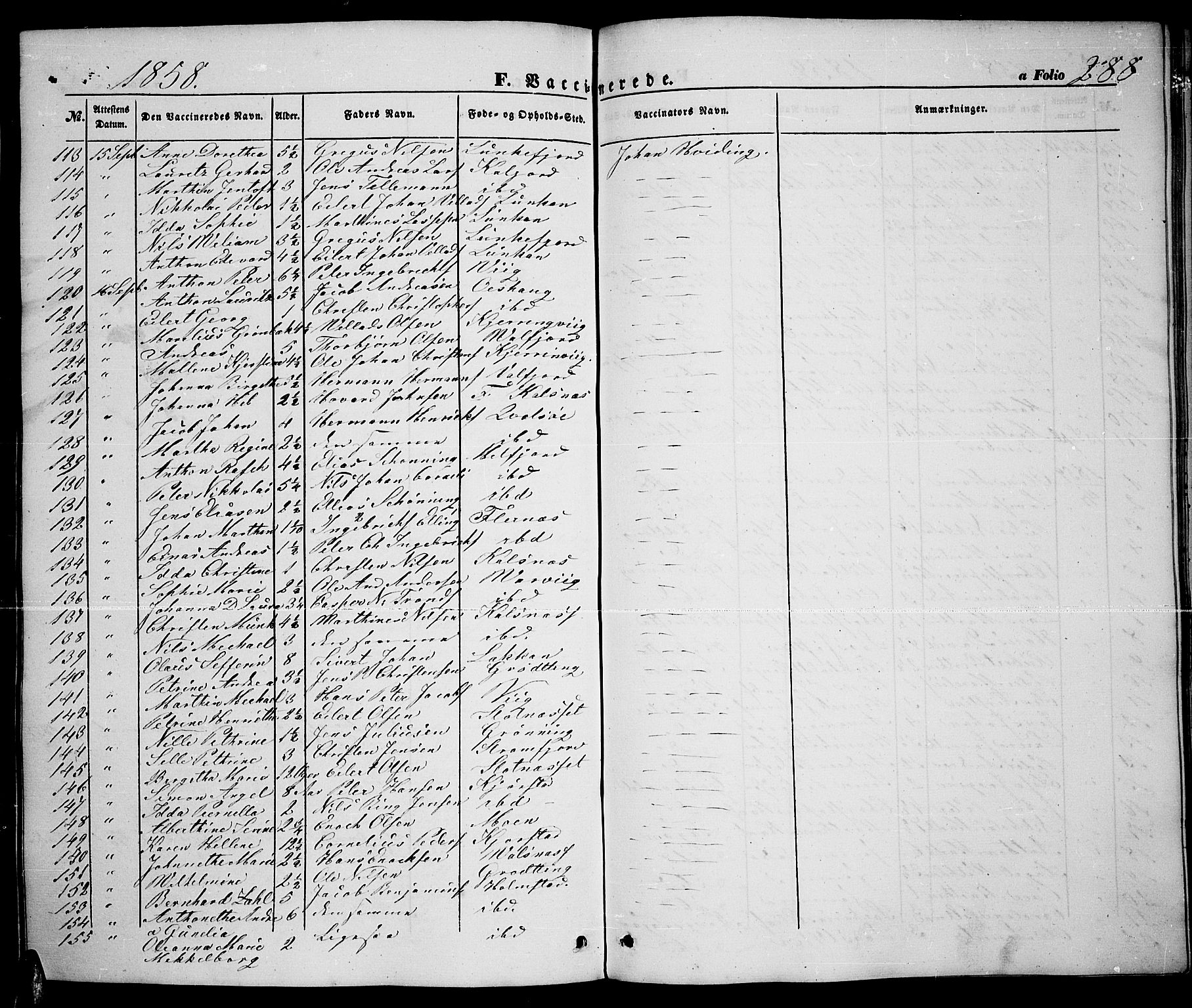 Ministerialprotokoller, klokkerbøker og fødselsregistre - Nordland, AV/SAT-A-1459/888/L1265: Klokkerbok nr. 888C03, 1850-1863, s. 288