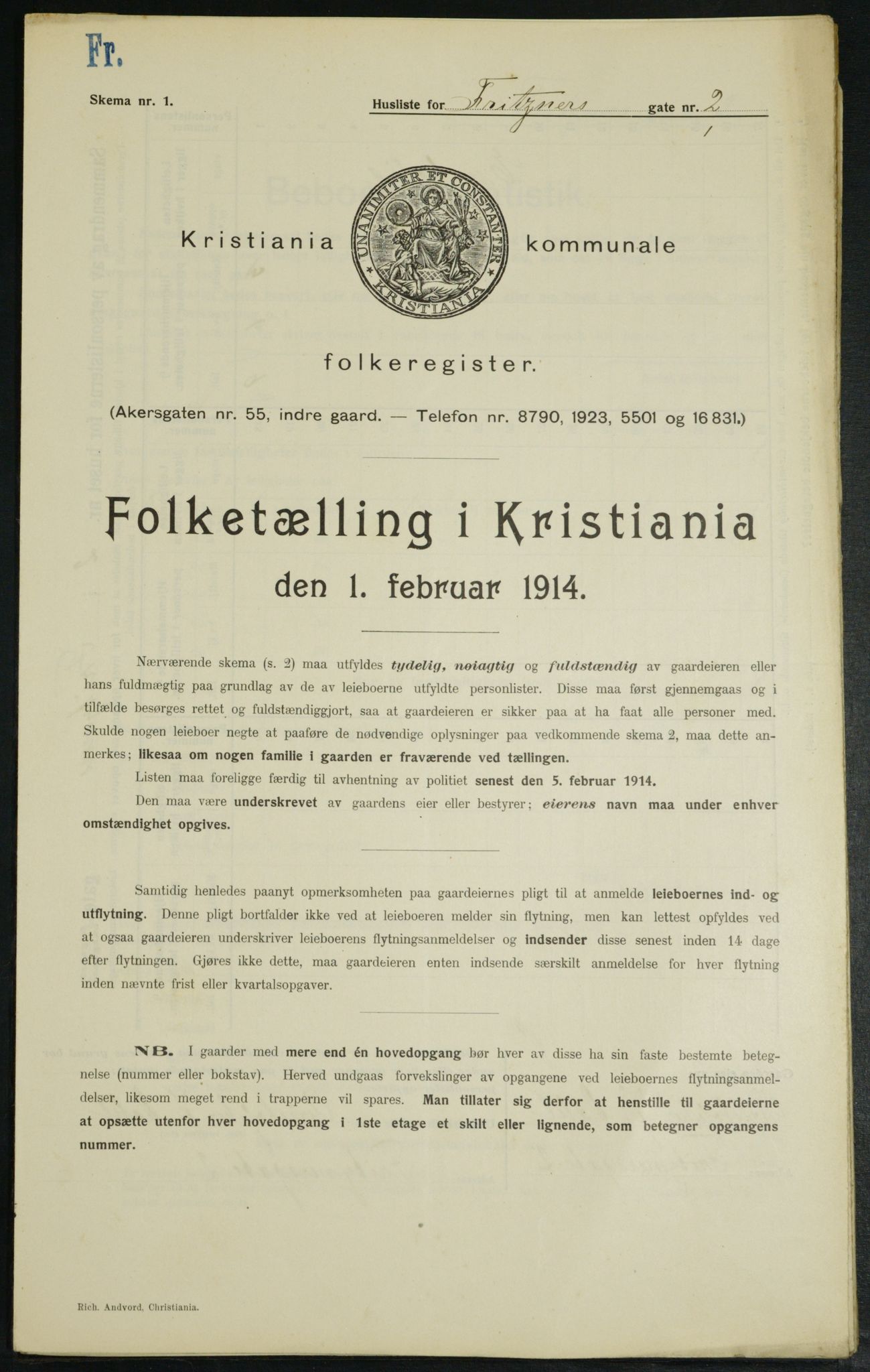 OBA, Kommunal folketelling 1.2.1914 for Kristiania, 1914, s. 27240