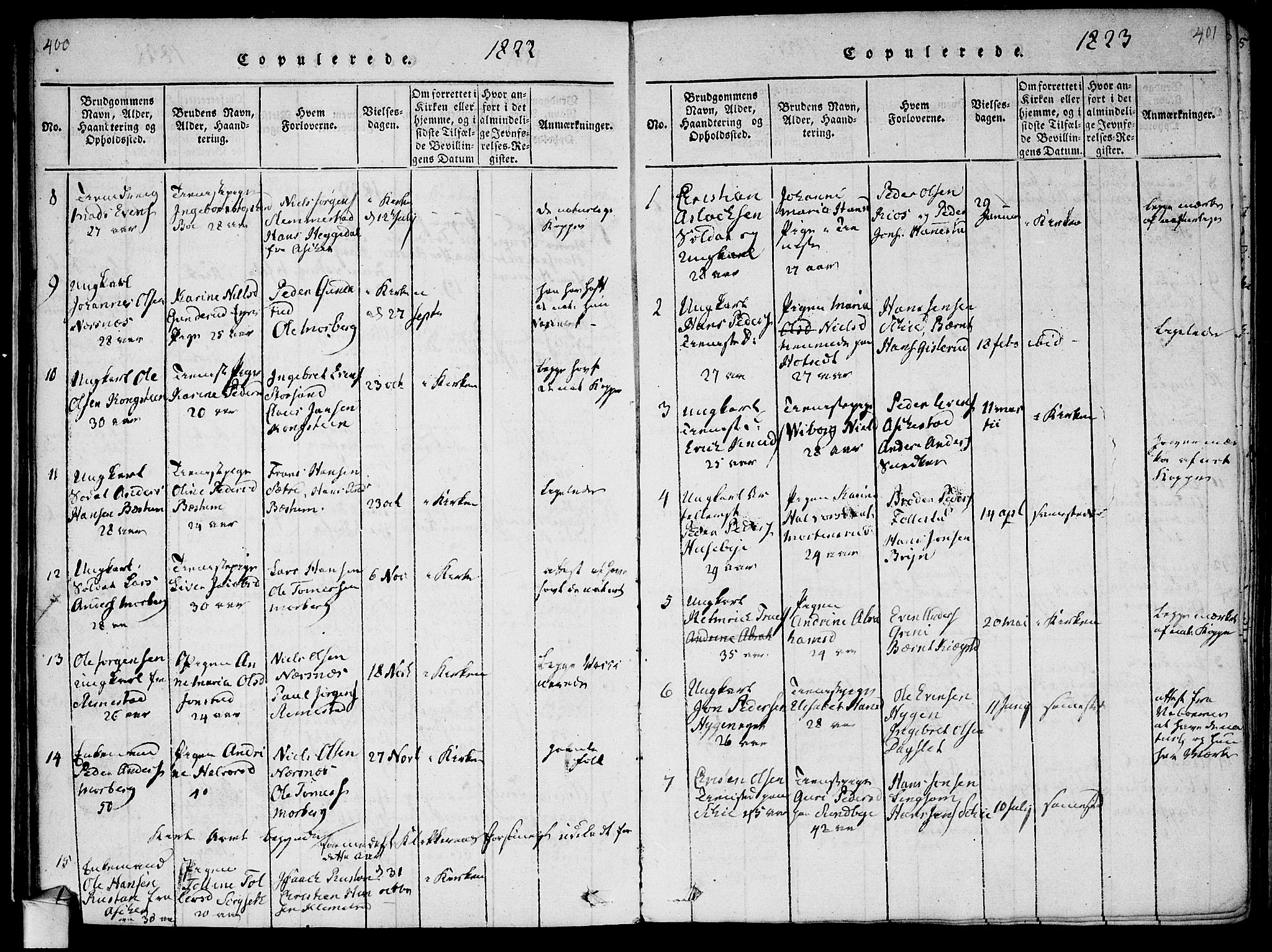 Røyken kirkebøker, AV/SAKO-A-241/F/Fa/L0004: Ministerialbok nr. 4, 1814-1832, s. 400-401