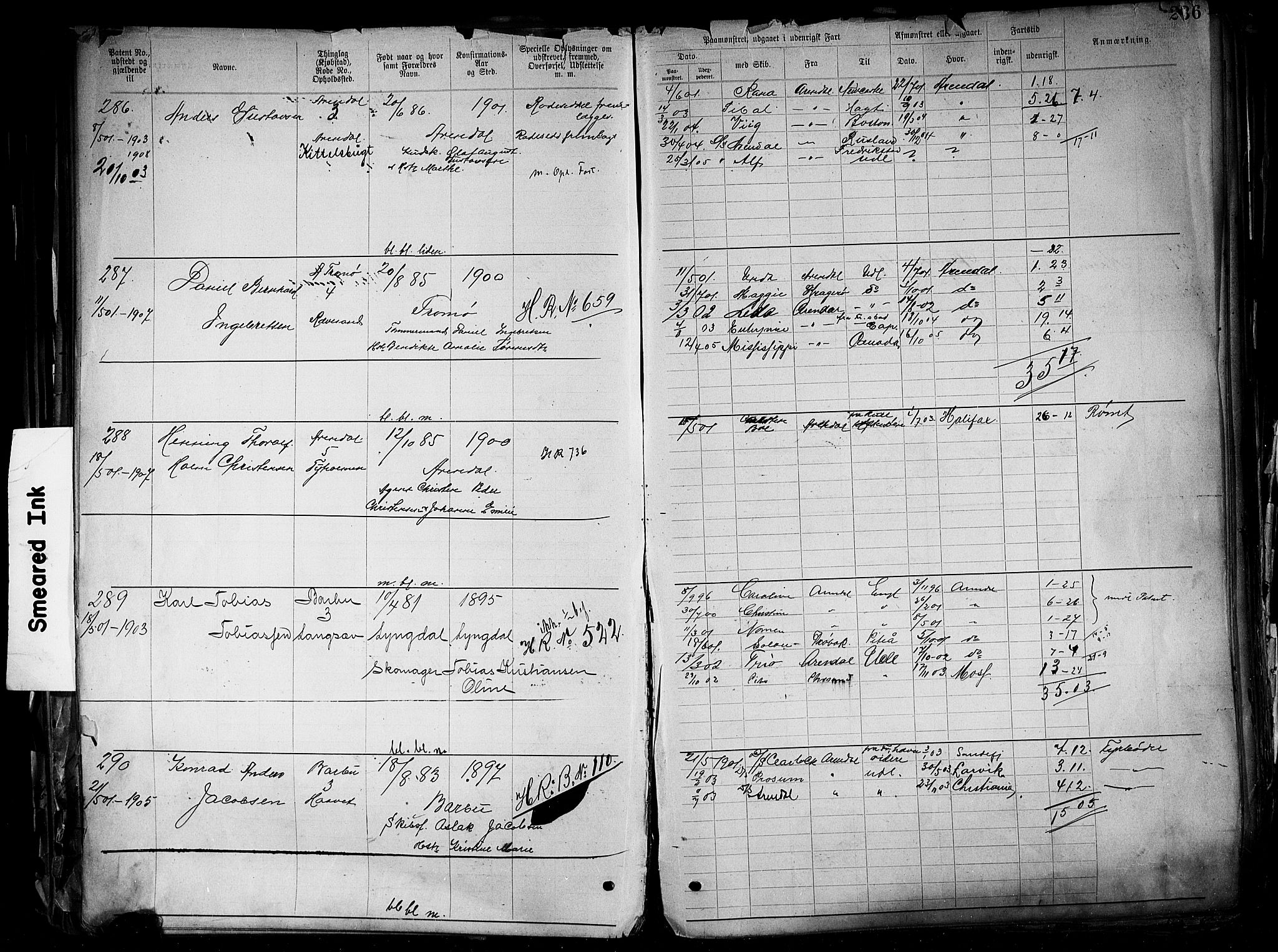 Arendal mønstringskrets, AV/SAK-2031-0012/F/Fa/L0004: Annotasjonsrulle nr 3828-4715 og nr 1-1296, S-4, 1892-1918, s. 242