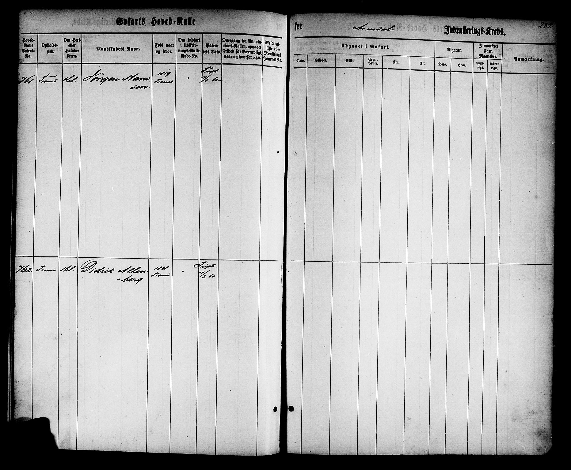 Arendal mønstringskrets, AV/SAK-2031-0012/F/Fb/L0008: Hovedrulle nr 1-766, S-6, 1860-1865, s. 389