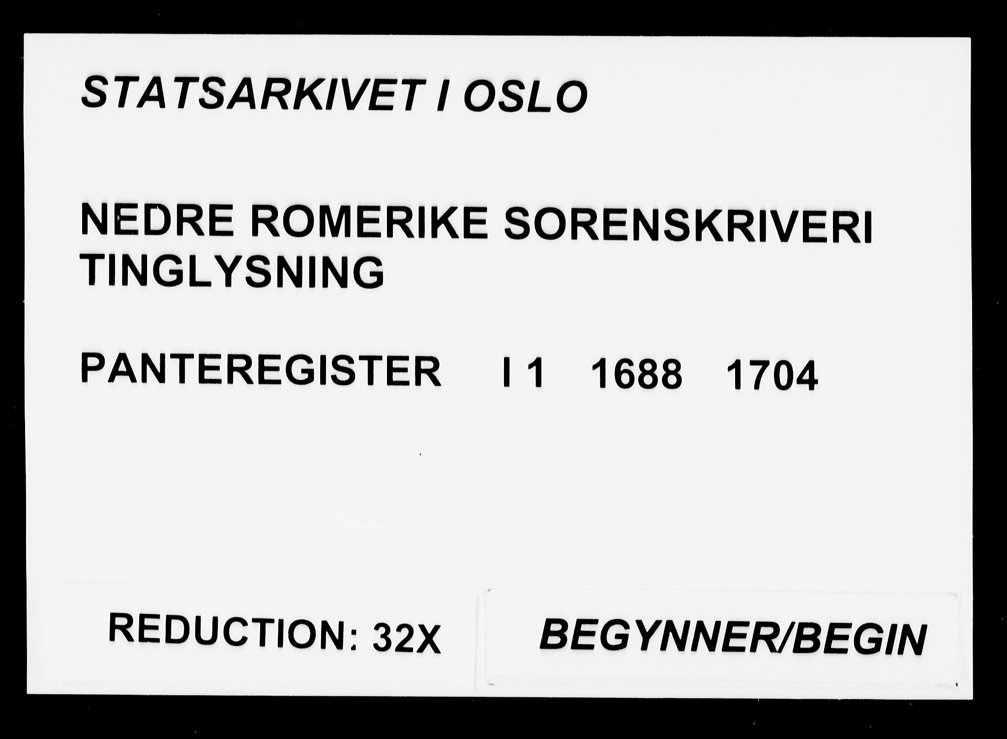 Nedre Romerike sorenskriveri, SAO/A-10469/G/Ga/Gaa/L0001: Panteregister nr. I 1, 1688-1704