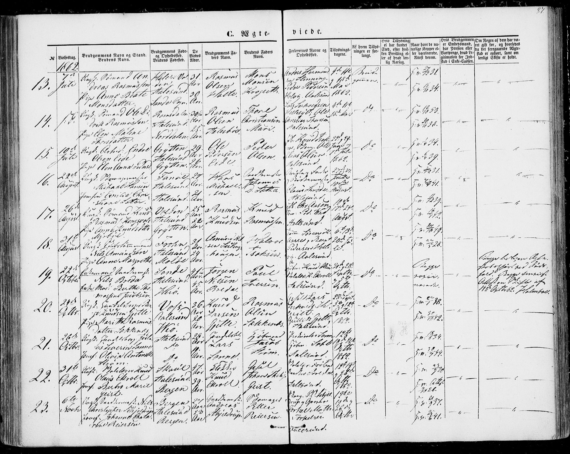 Ministerialprotokoller, klokkerbøker og fødselsregistre - Møre og Romsdal, AV/SAT-A-1454/529/L0451: Ministerialbok nr. 529A01, 1855-1863, s. 87