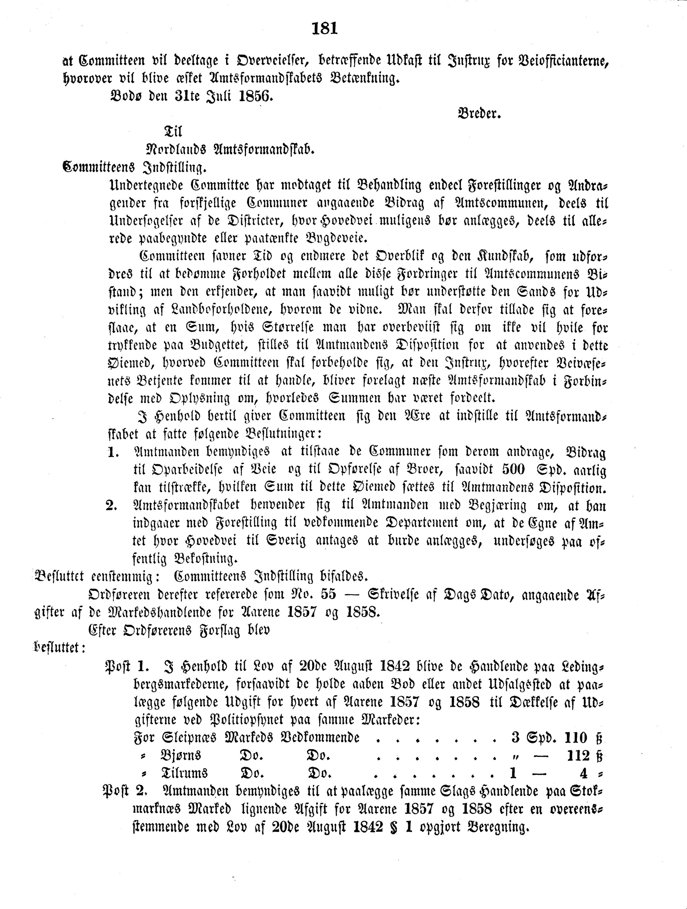 Nordland Fylkeskommune. Fylkestinget, AIN/NFK-17/176/A/Ac/L0003: Fylkestingsforhandlinger 1850-1860, 1850-1860